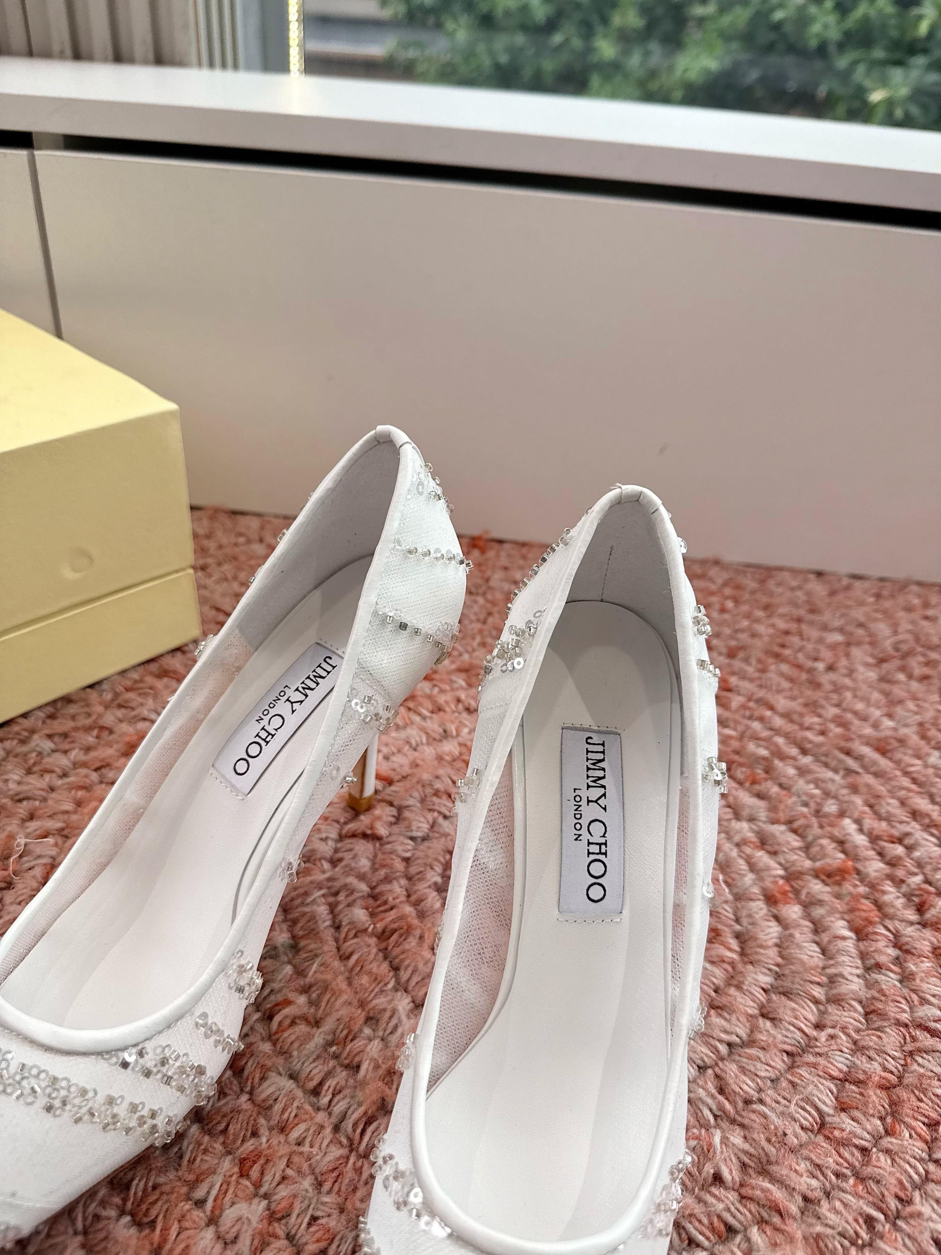 Jimmy Choo 2026 Pointed-Toe Pumps 85mm Sequined Mesh 916797