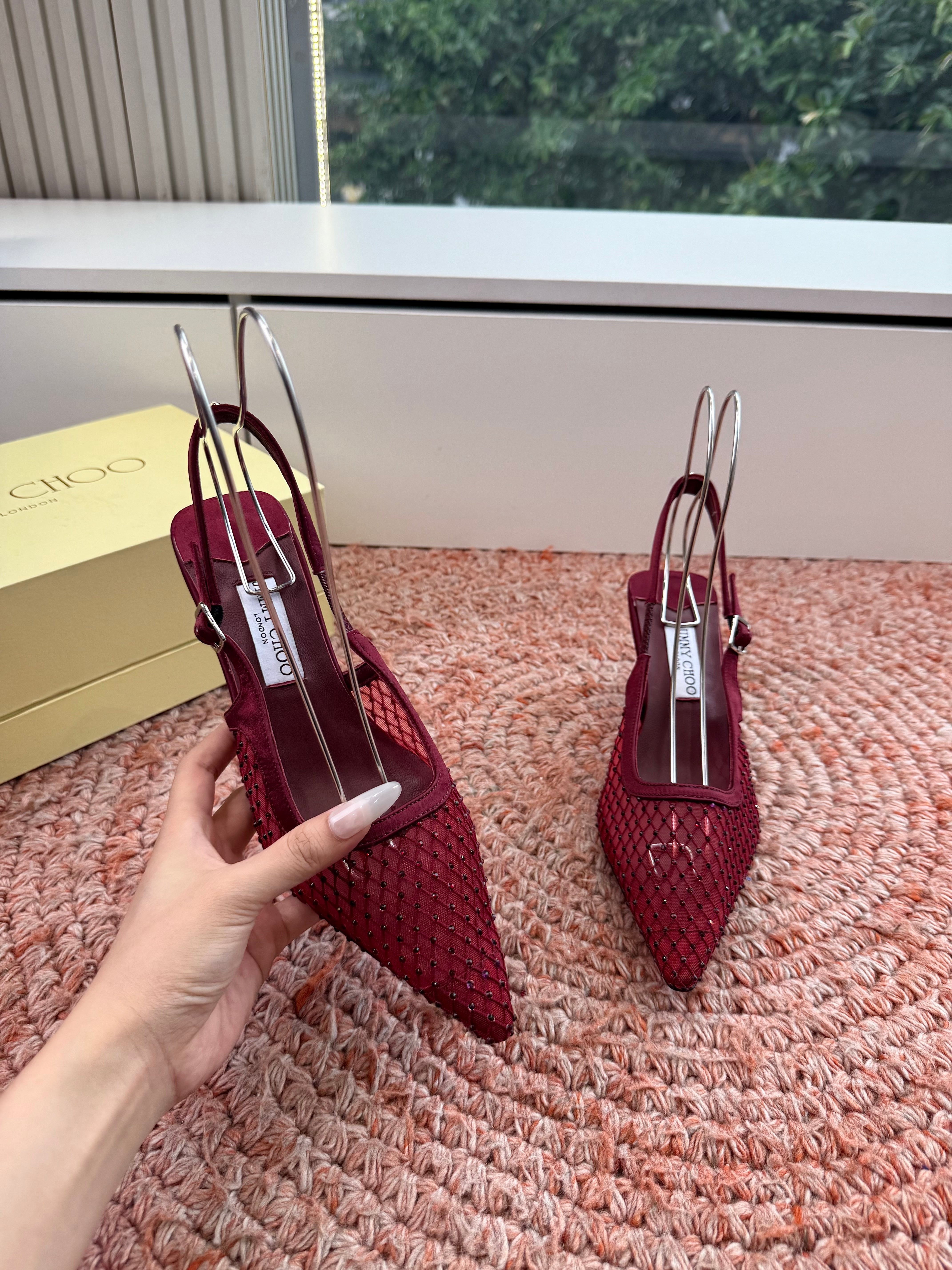 Jimmy Choo 2026 Amel Crystal-Embellished Slingback 50mm Silk 916780