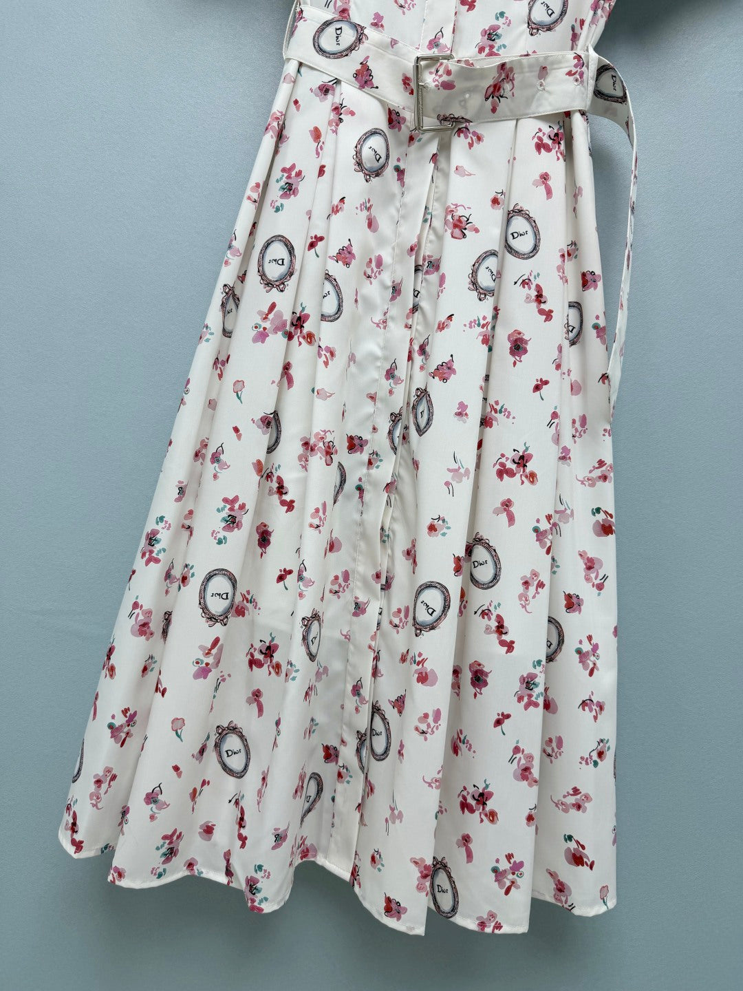 Dior 2026 Floral Stand Collar Slim Waist Shirt Dress Polyester 392333