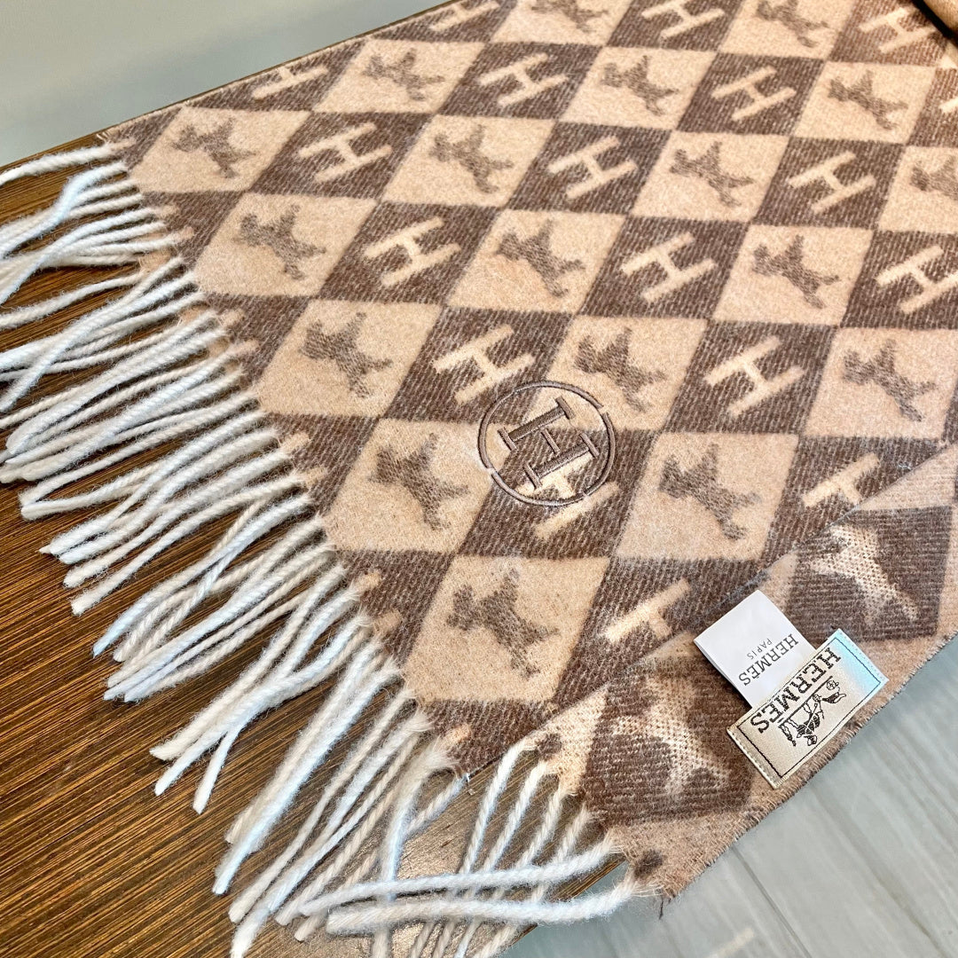 HM 25s Reversible Scarf 200cm Brown Beige Cashmere 960511