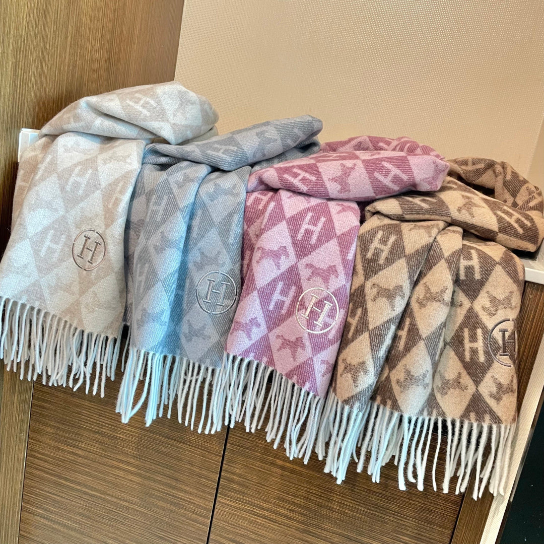 HM 25s Reversible Scarf 200cm Beige Cashmere 960512