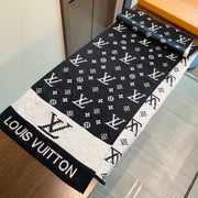 LV  25s Scarf 200cm Black Light Gray Cashmere 973132