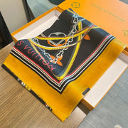 LV Long Scarf 200cm Yellow Black Cashmere 973164