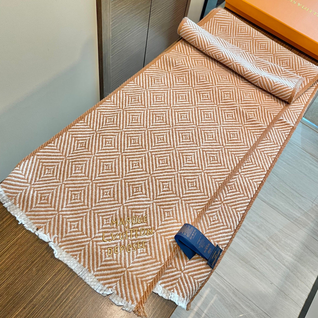 LV Exclusive Scarf 200cm Beige Cashmere 976319