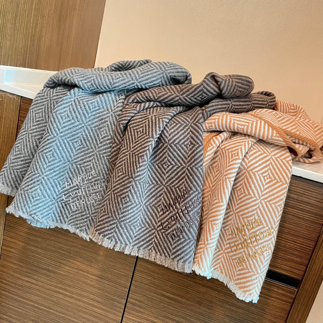 LV Exclusive Scarf 200cm Brown Cashmere 976321
