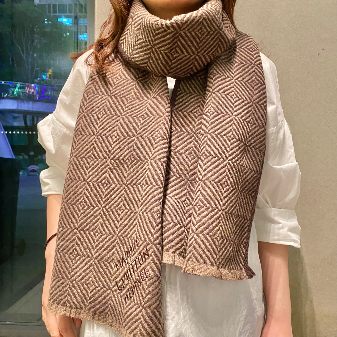LV Exclusive Scarf 200cm Brown Cashmere 976321