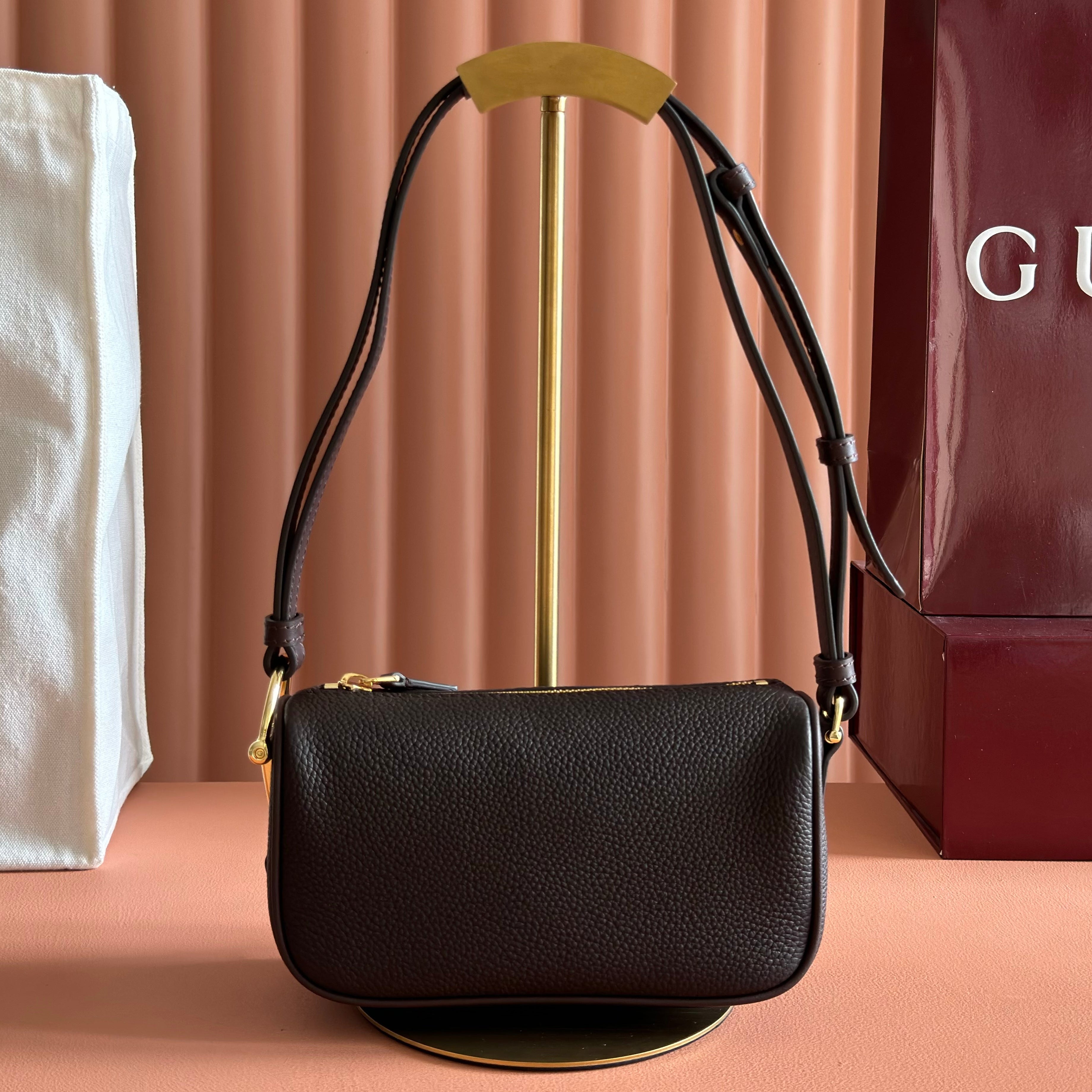 Gucci 2026 Half Horsebit Bag 19.5cm Brown Chocolate Cowhide 277448