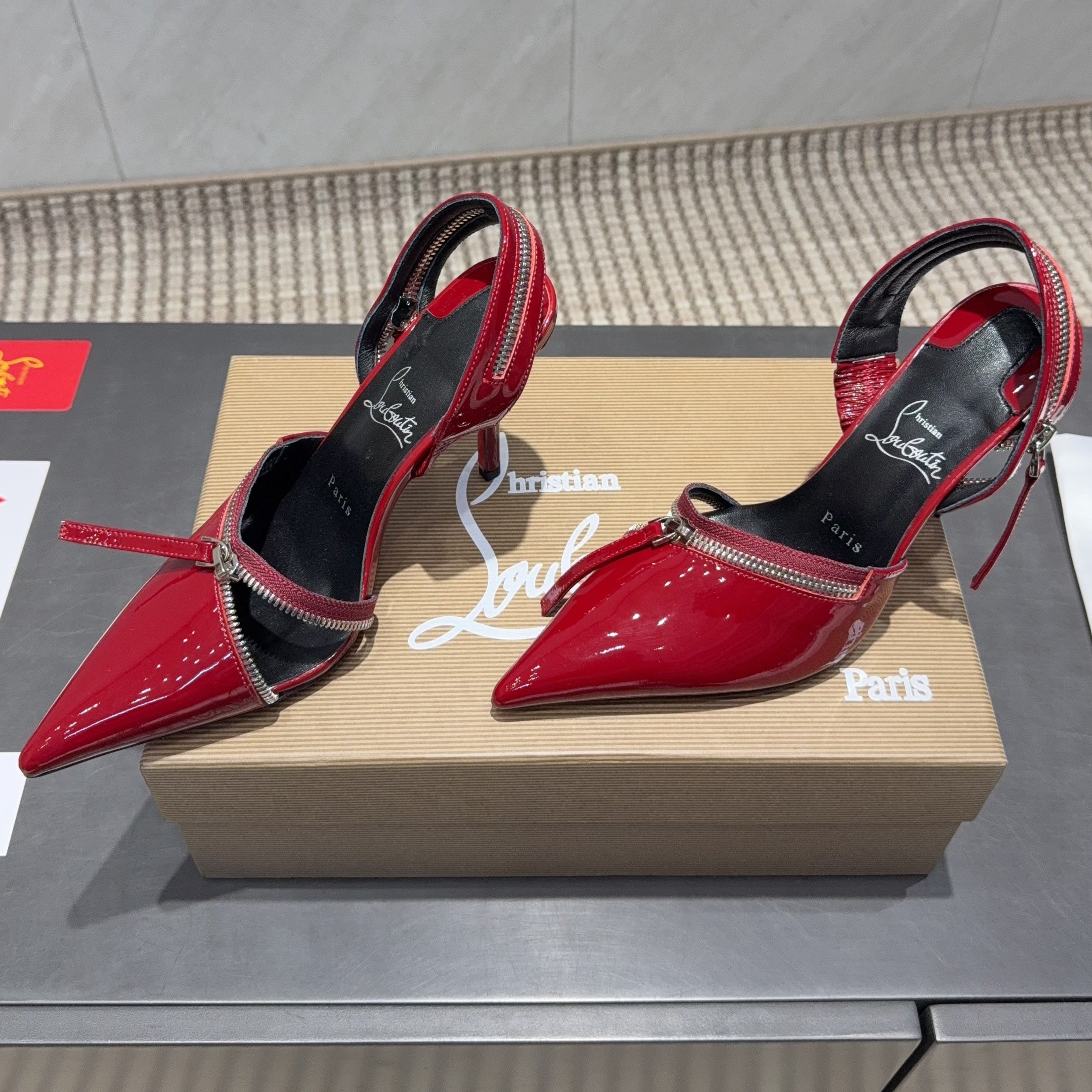 CL 2026 Slingback With Zipper Details 100mm Red Patent Leather 613789