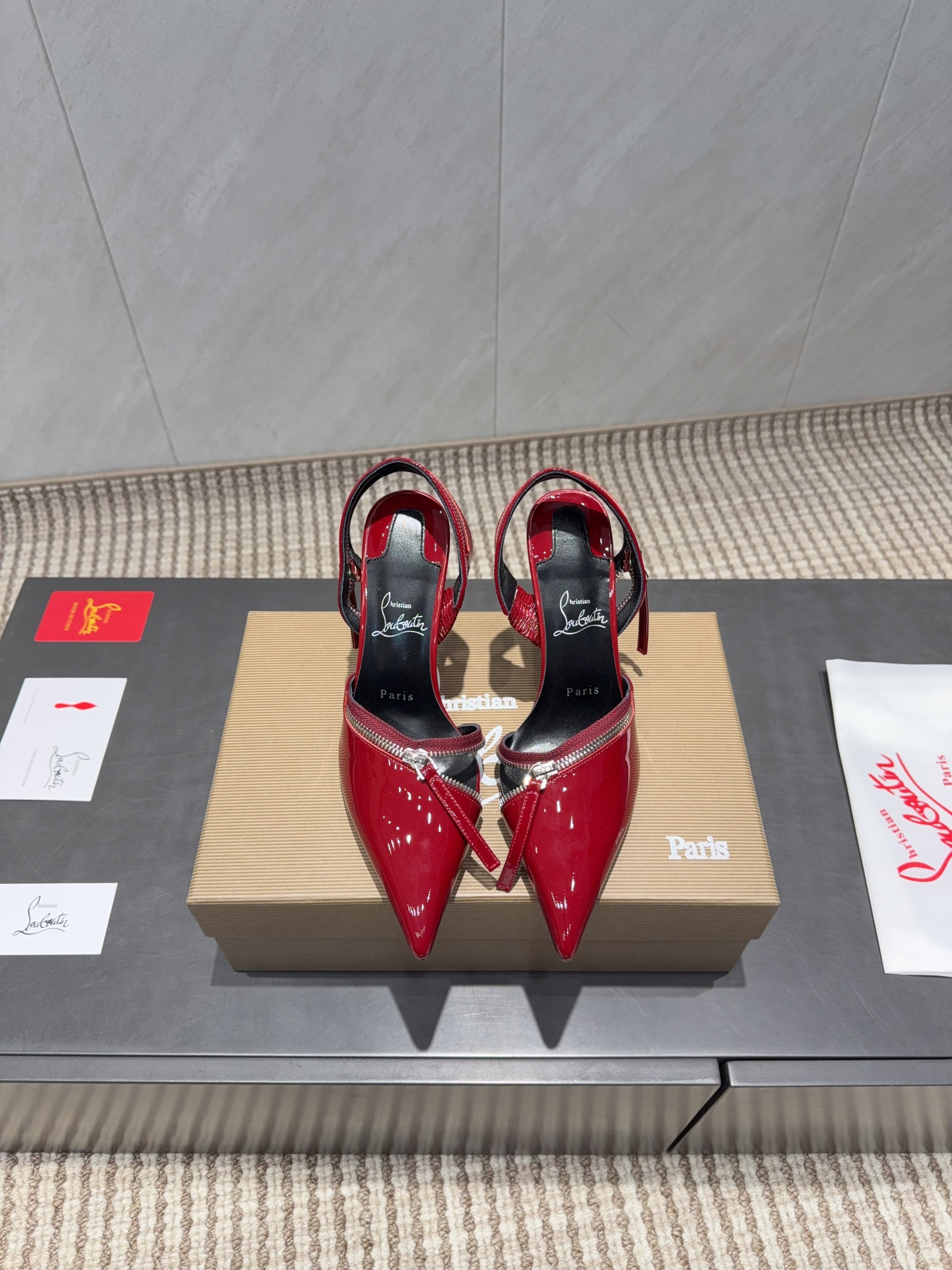 CL 2026 Slingback With Zipper Details 100mm Red Patent Leather 613789