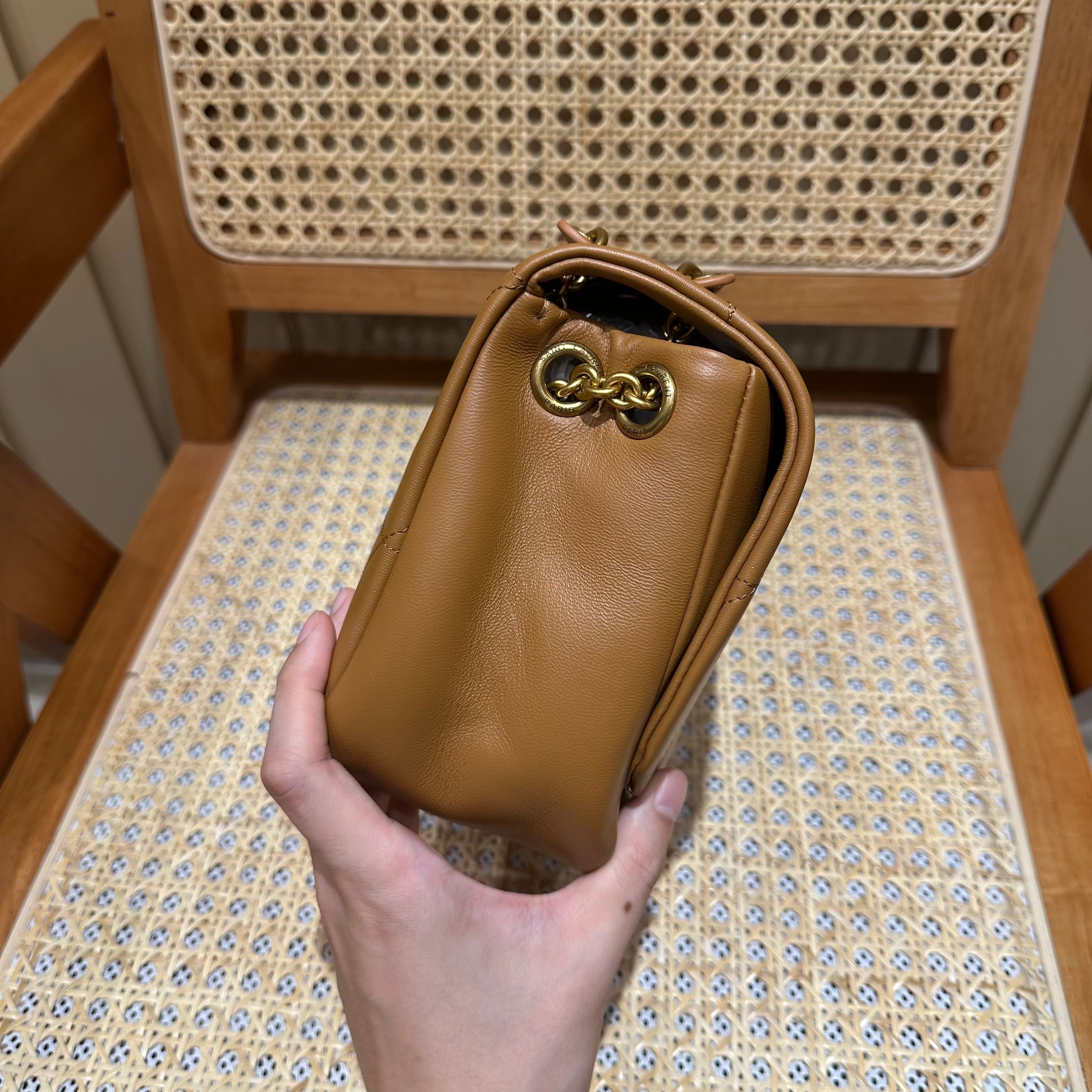 YSL Shoulder Bag 25 Camel Brown Calfskin