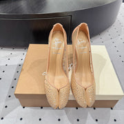 CL x Margiela 25 Diamond Pumps Beige Fabric Lace Swarovski 296040