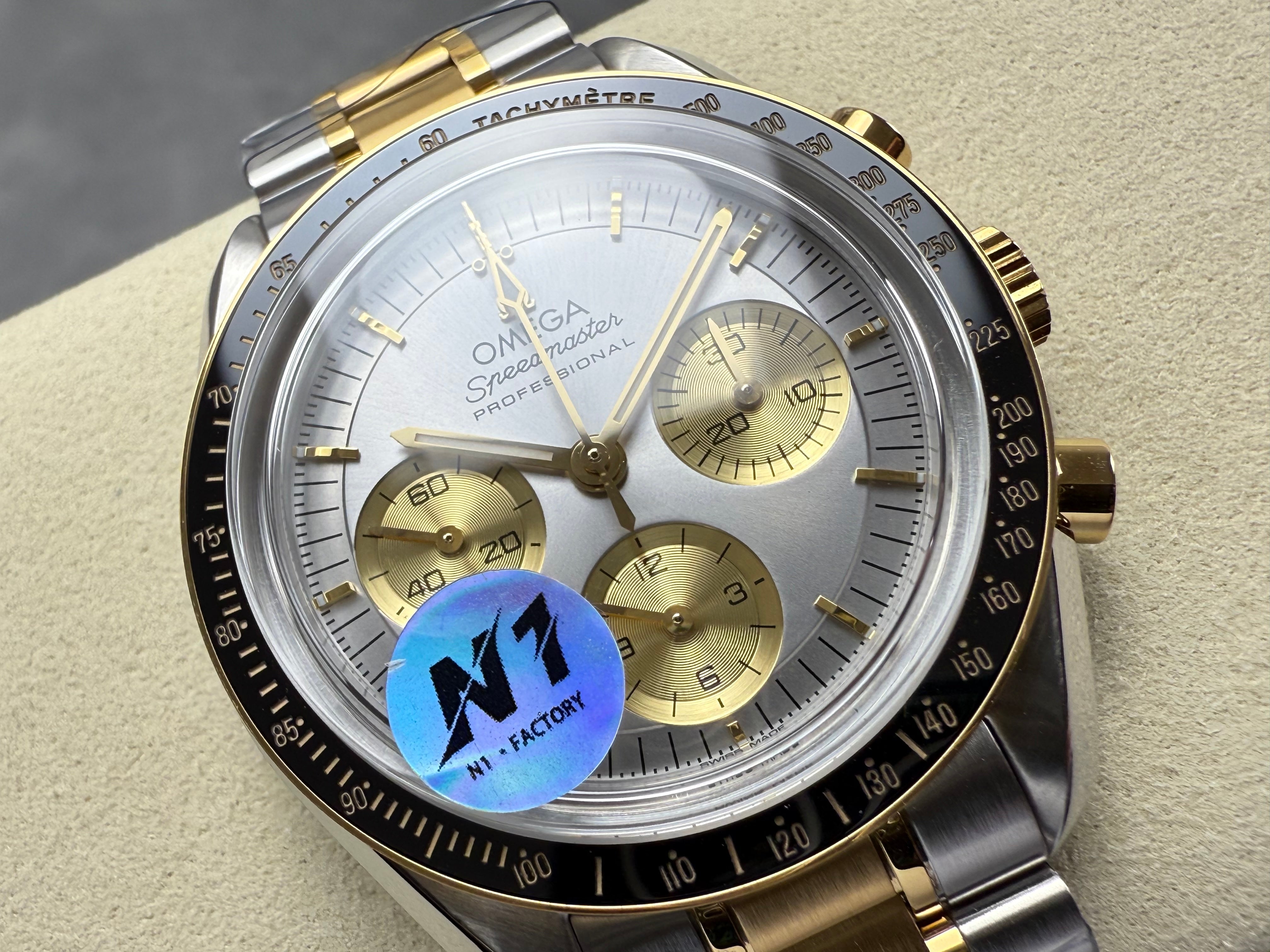 Omega Speedmaster Professional Moonwatch 42mm Gold Steel Strap Silver Dial