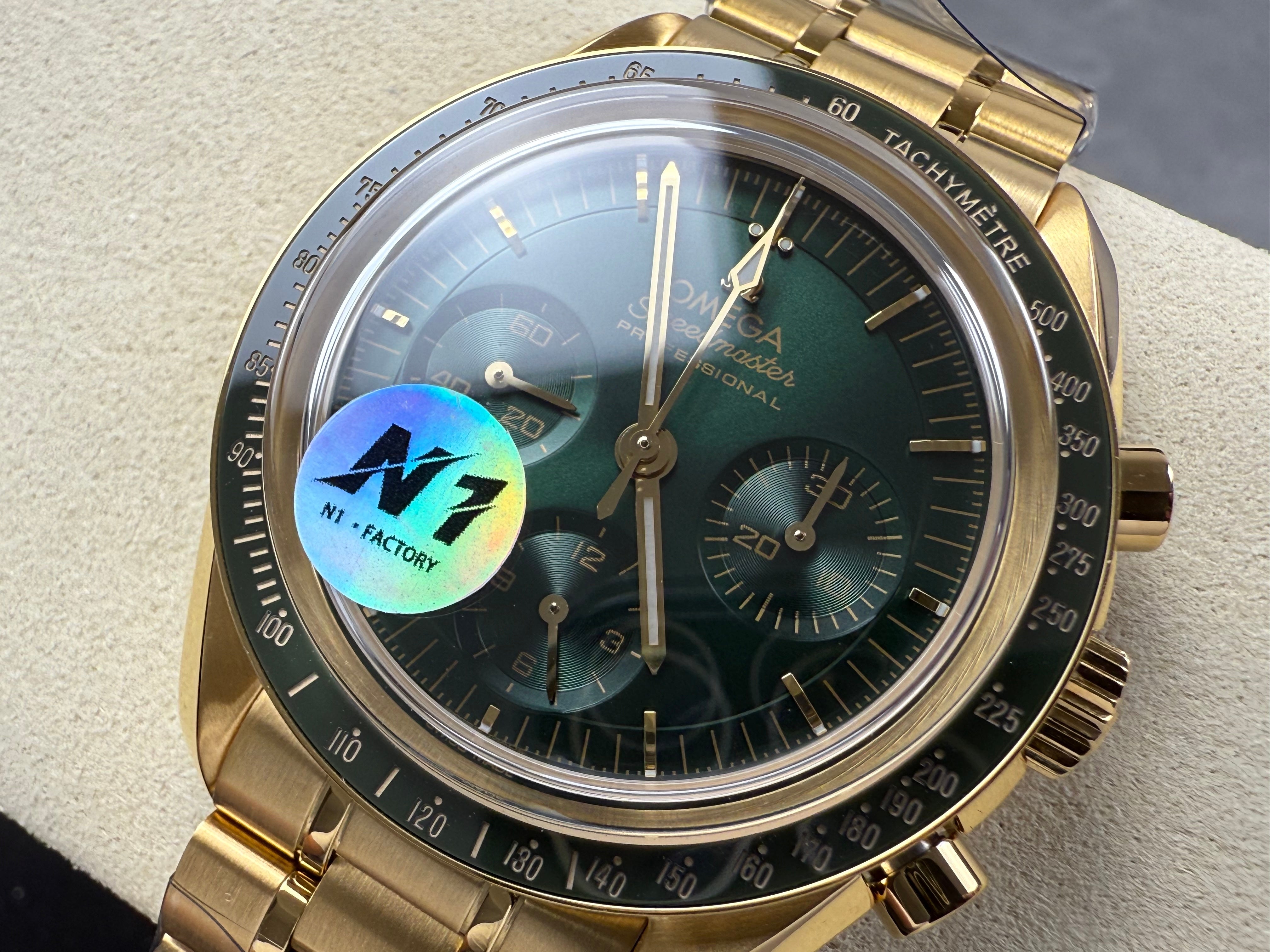 Omega Speedmaster Professional Moonwatch 42mm Yellow Gold Green Dial 233470