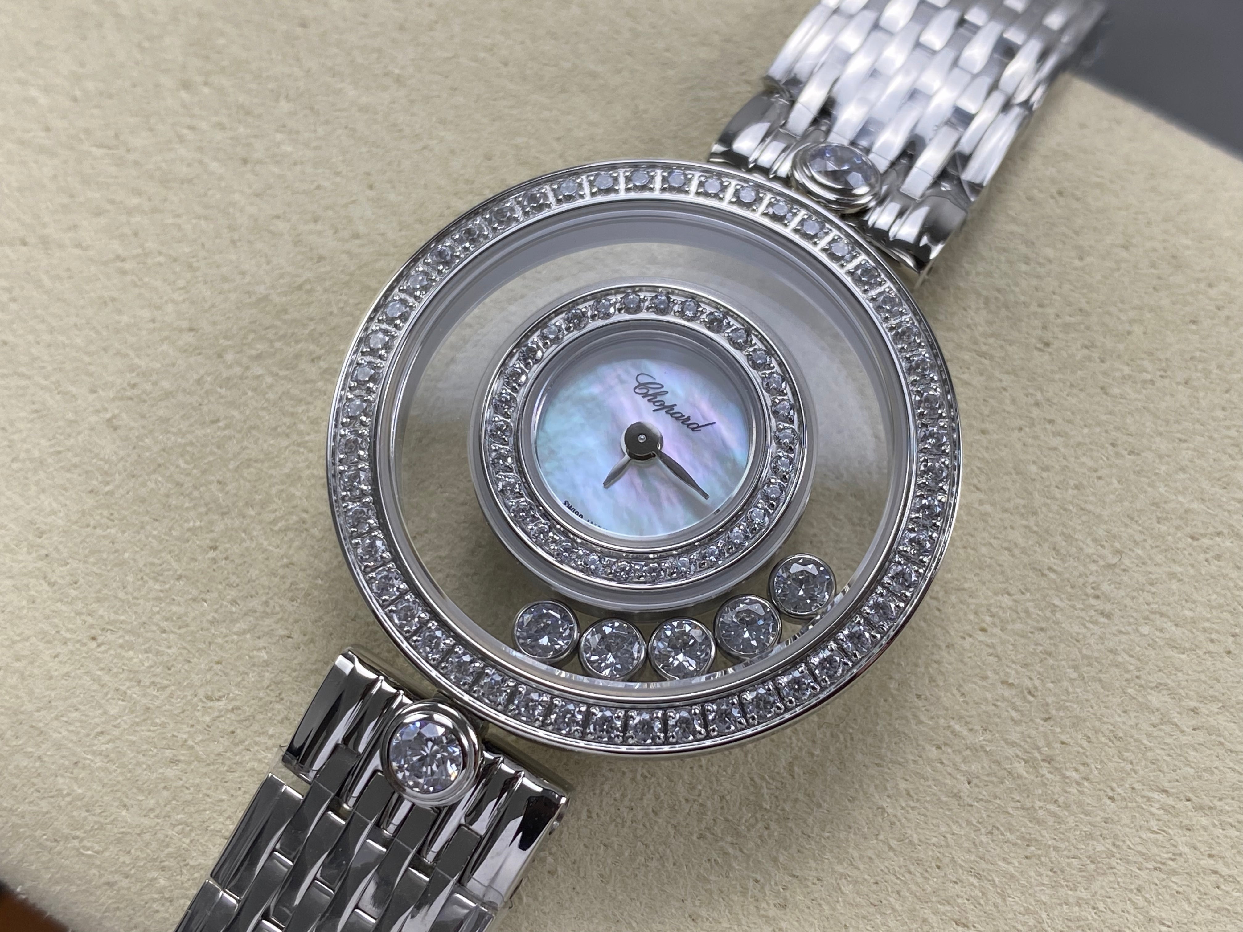 Chopard Happy 28mm Mop Dial Diamond Bezel Steel