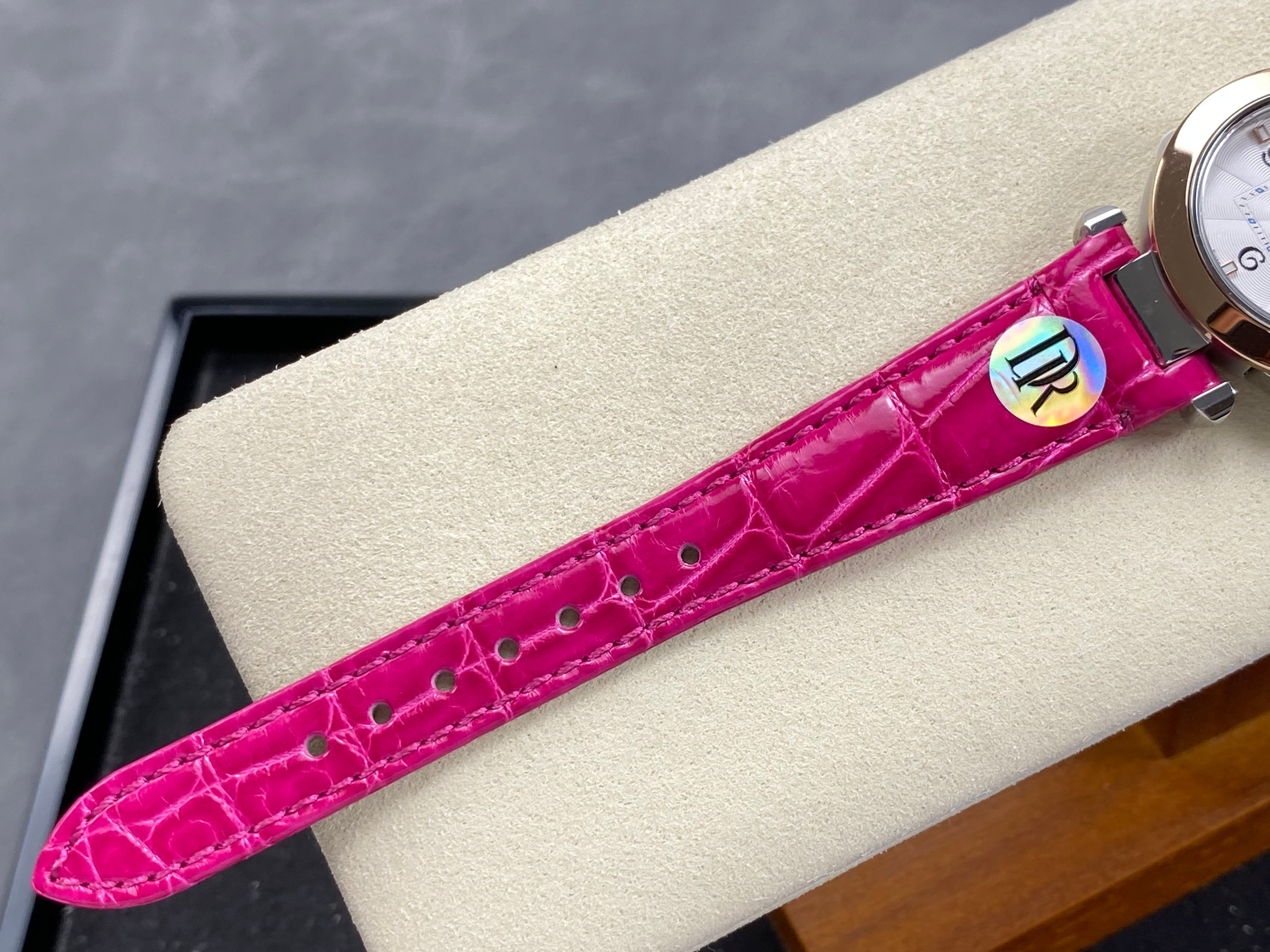 Cartier Pasha 30mm White Dial Pink Gold Case Crocodile Leather
