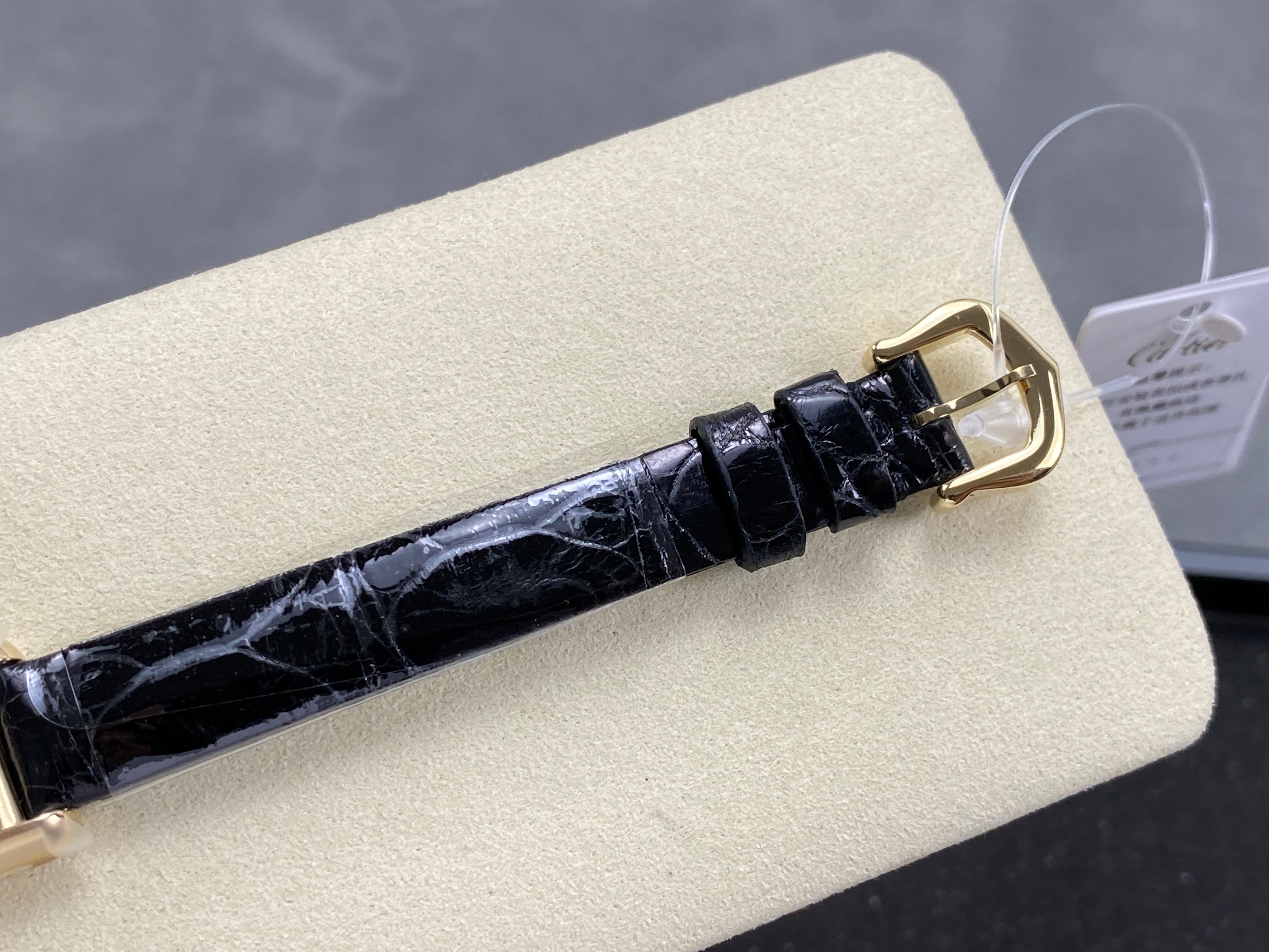 Cartier Tank 24mm Black Dial Gold Case Leather