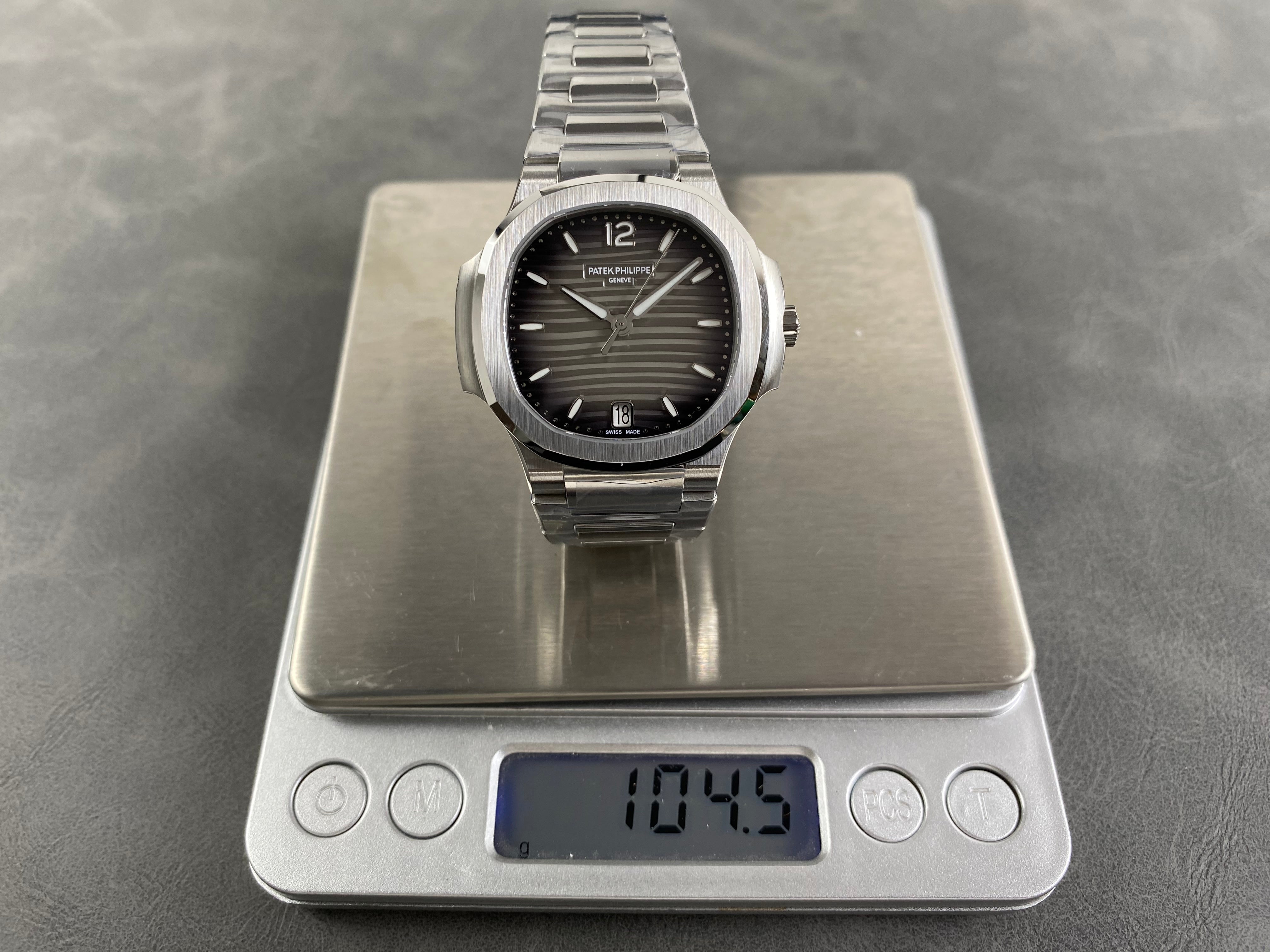 Patek Philippe Nautilus 35mm Black Gray Dial Sliver Case