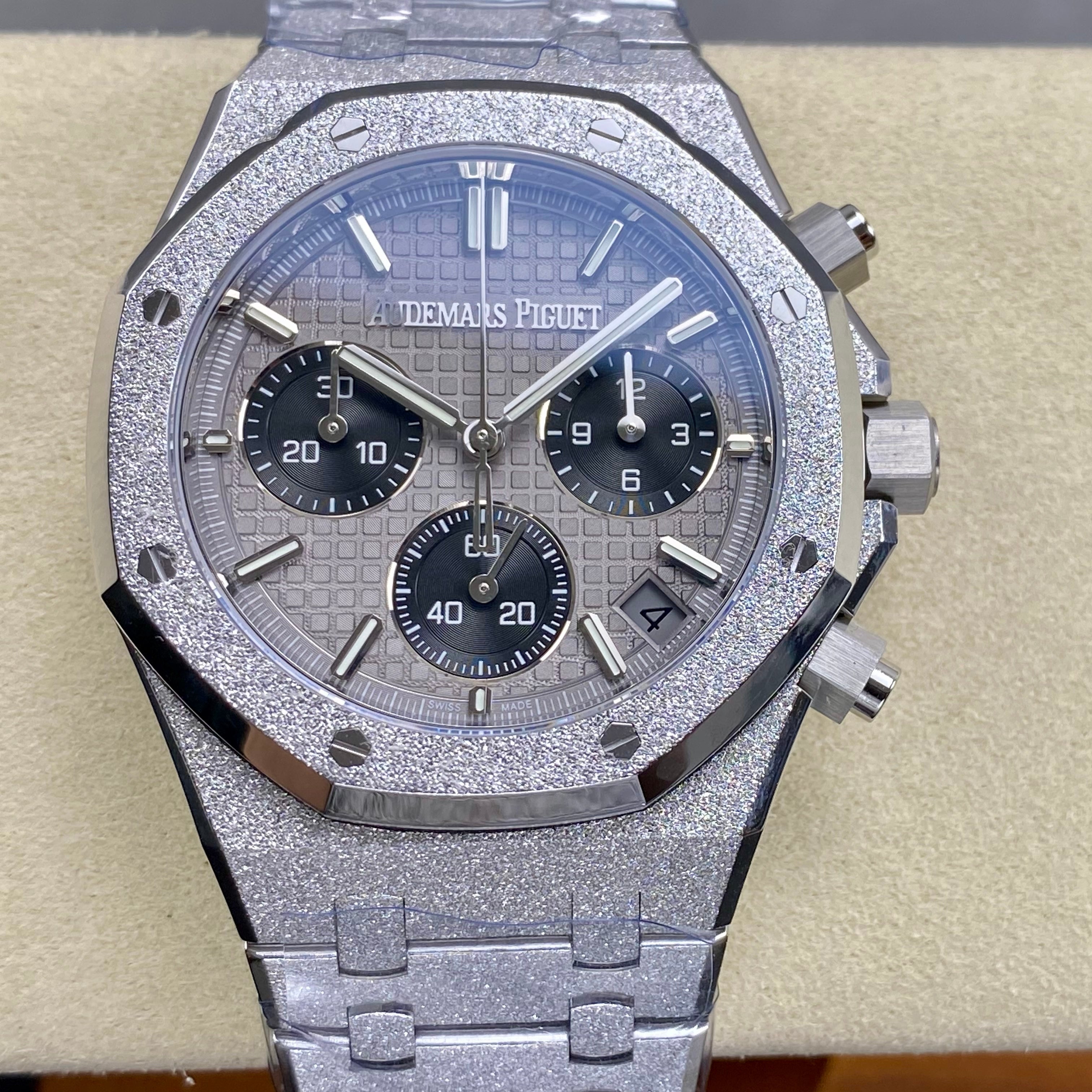 Audemars Piguet Royal Oak Chronograph 41mm Frosted Steel Case Grey Dial