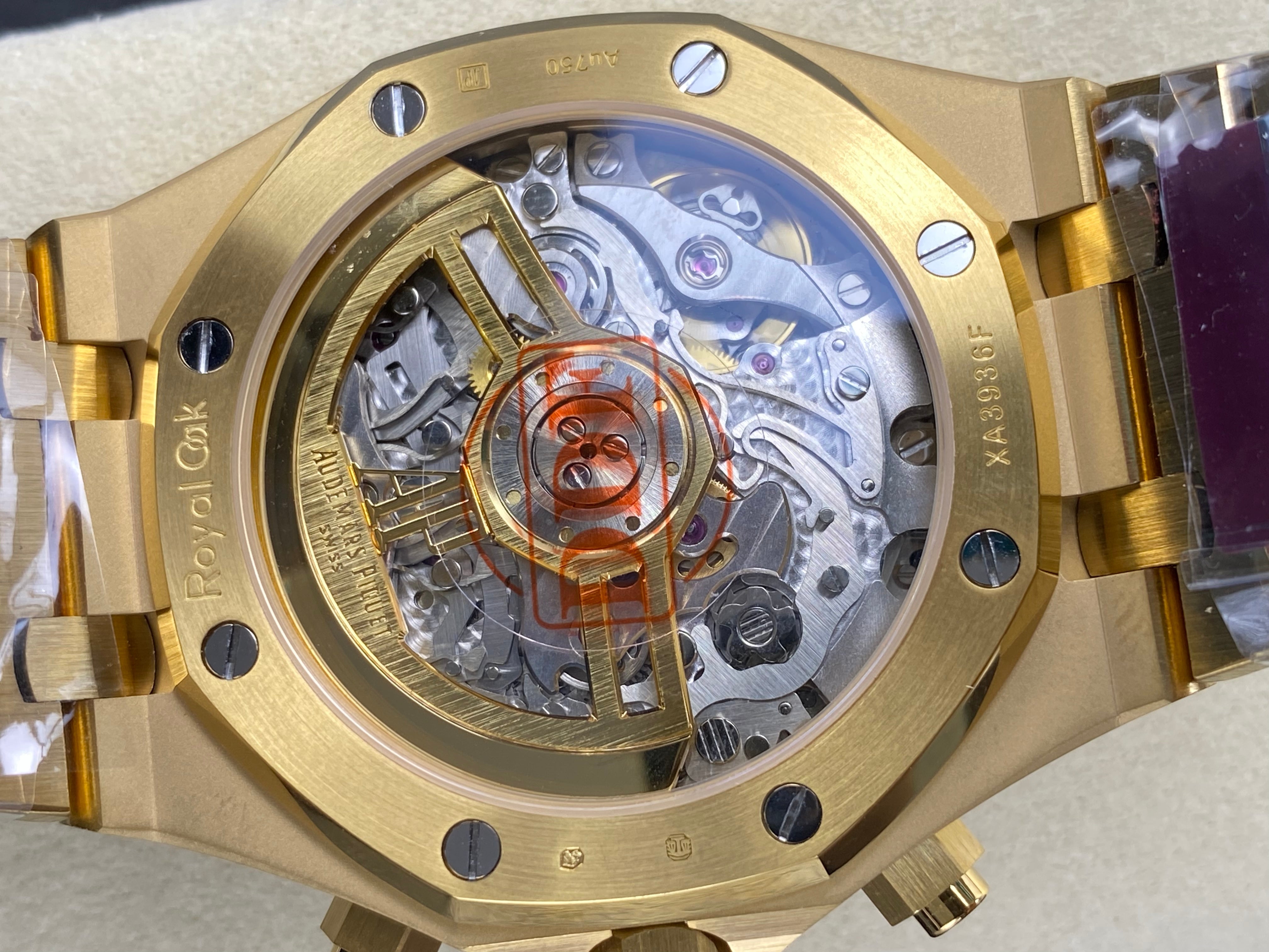 Audemars Piguet Royal Oak Chronograph 41mm Frosted Gold Case Gold Black Dial