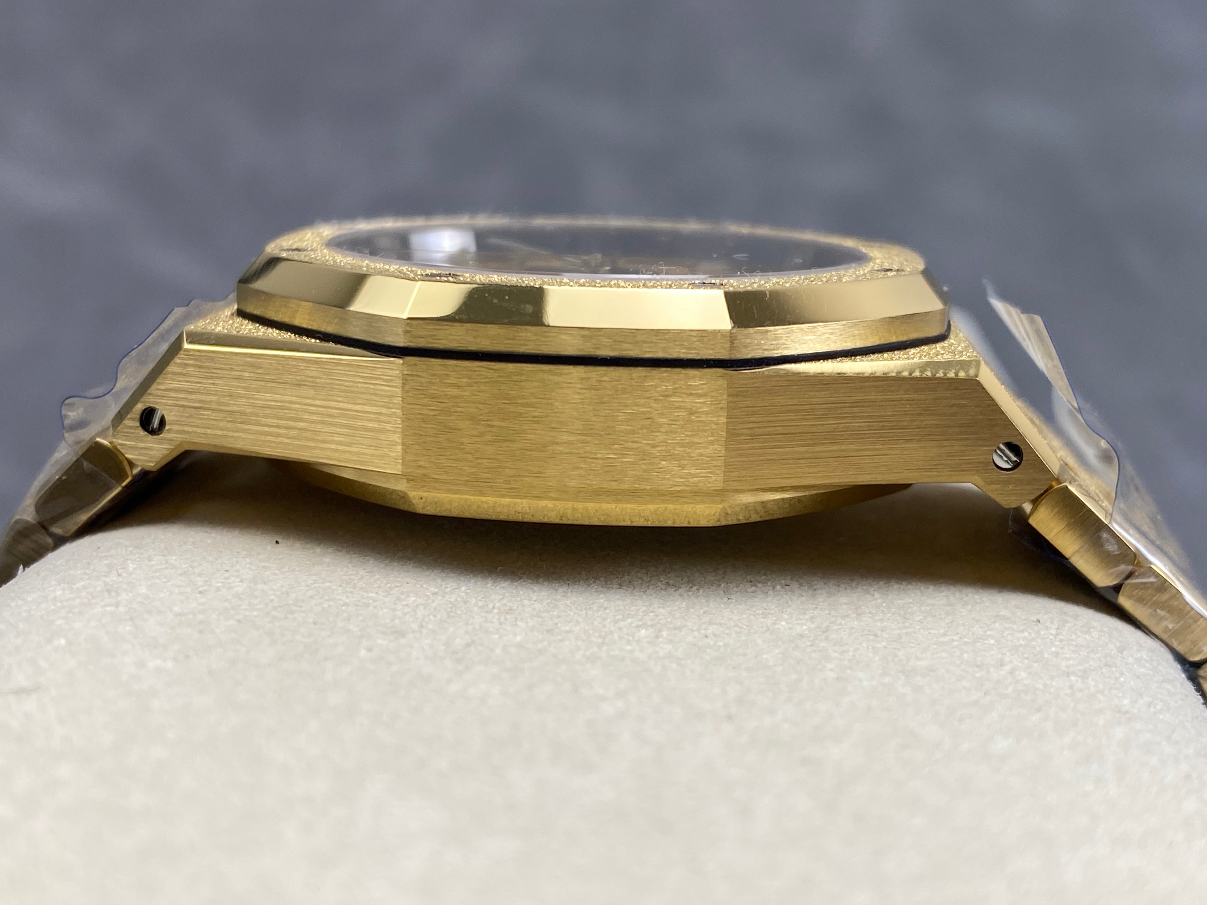 Audemars Piguet Royal Oak Chronograph 41mm Frosted Gold Case Gold Black Dial