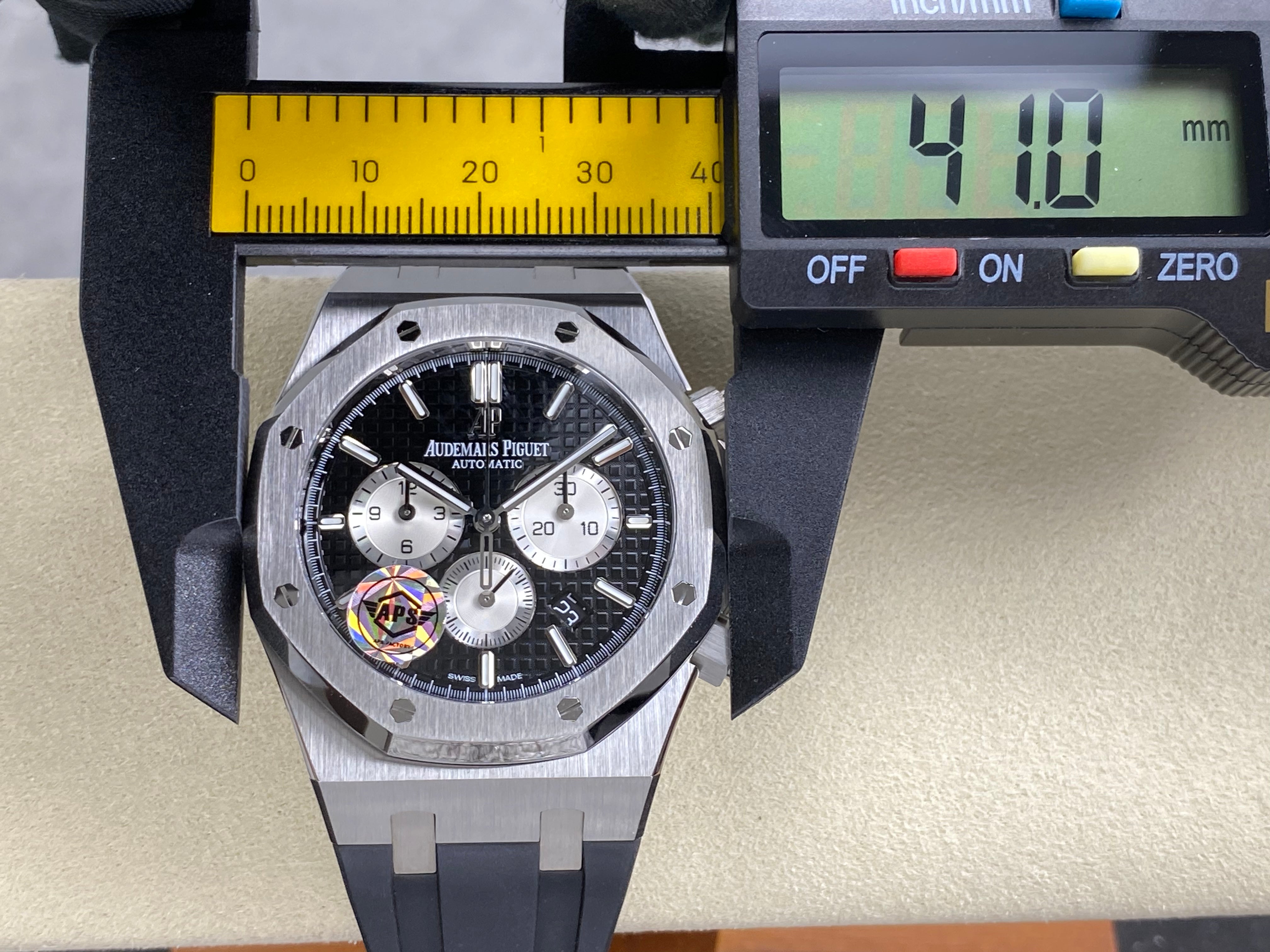 Audemars Piguet Royal Oak Chronograph 41mm Black White Dial Rubber Strap
