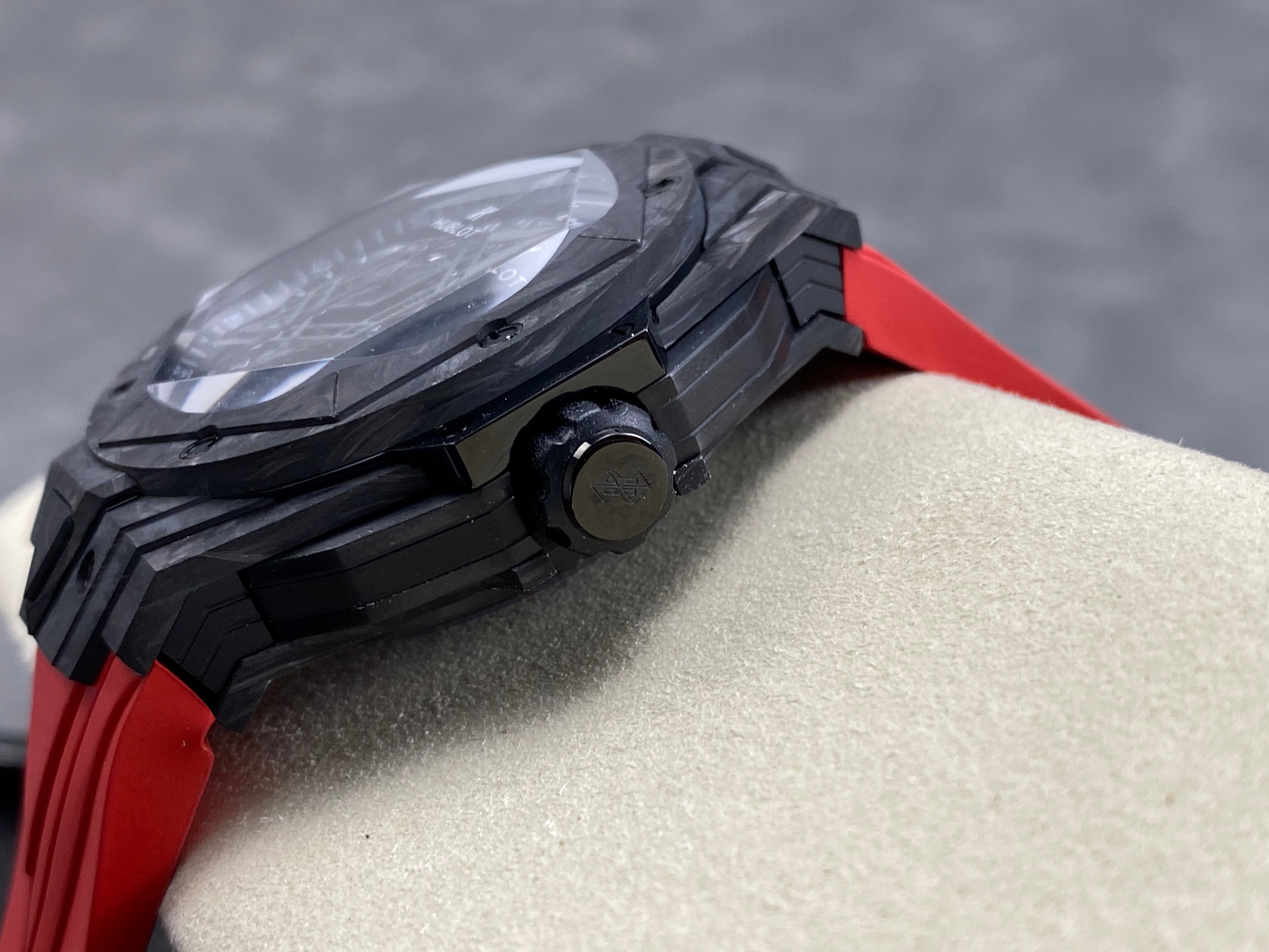 Hublot Big Bang Sang Bleu II Black Magic 45mm Watch Red Rubber Strap