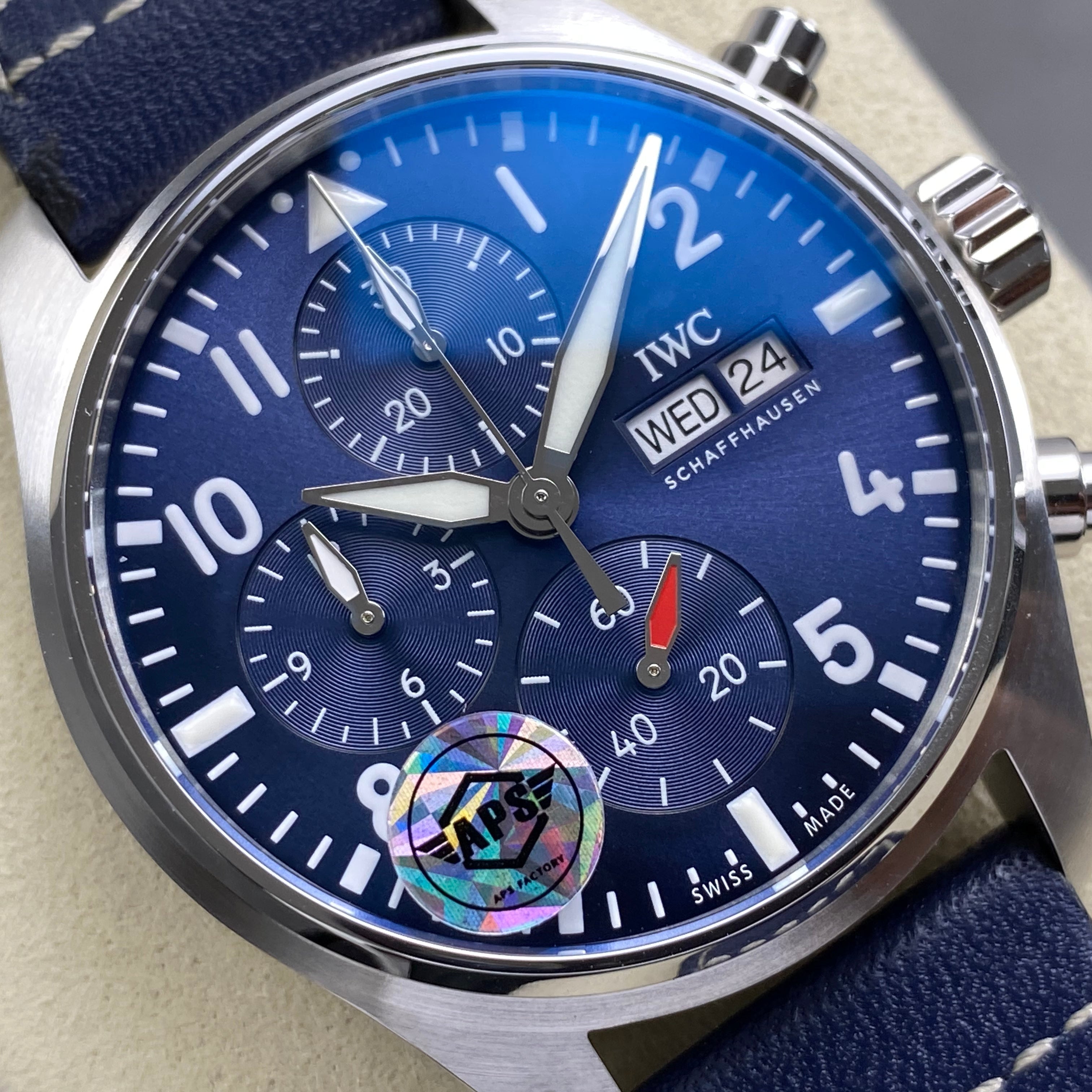 IWC Pilot's Chronograph 41 Blue Dial Steel Case Leather Strap
