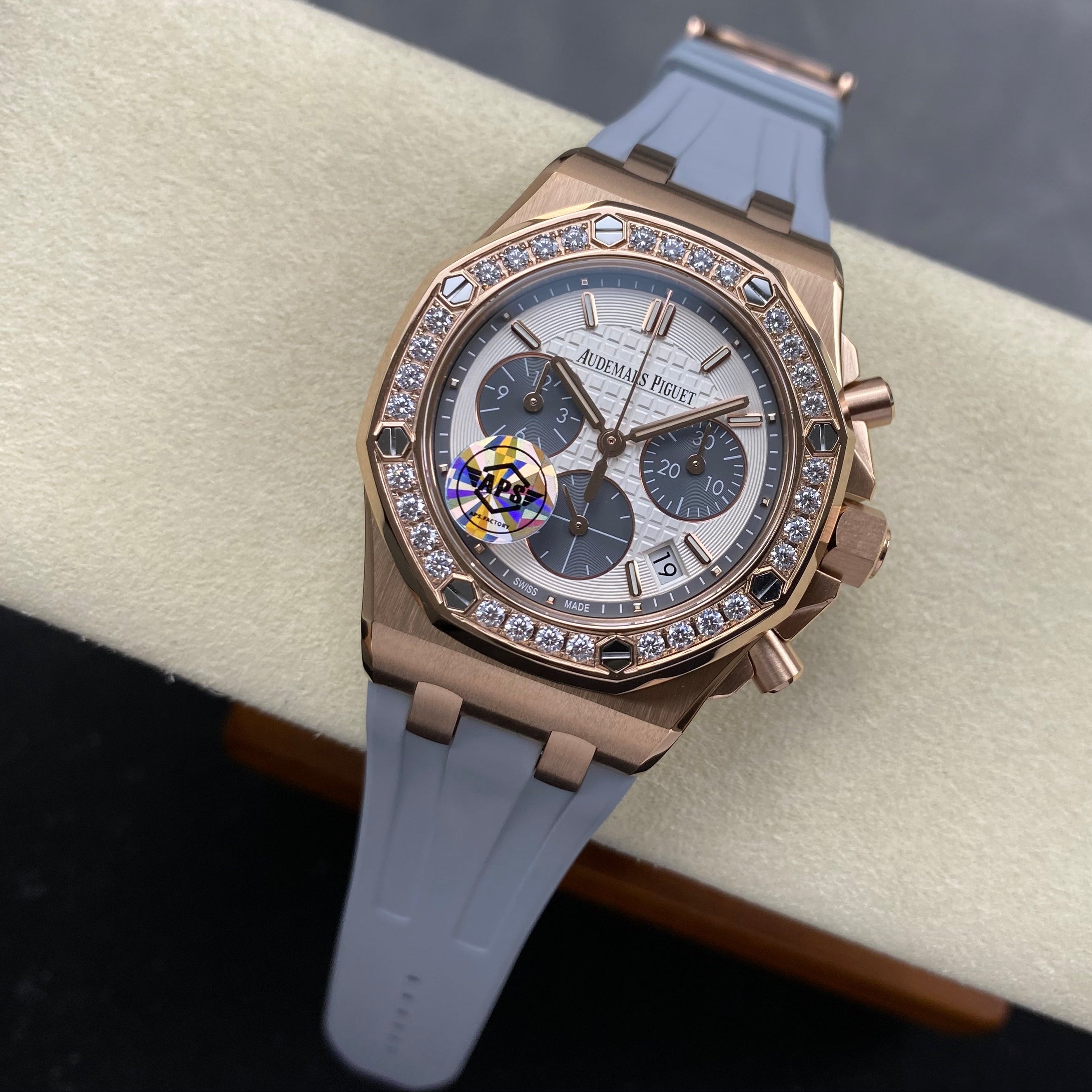 Audemars Piguet Royal Oak Chronograph 37mm Rose Gold White Grey Dial