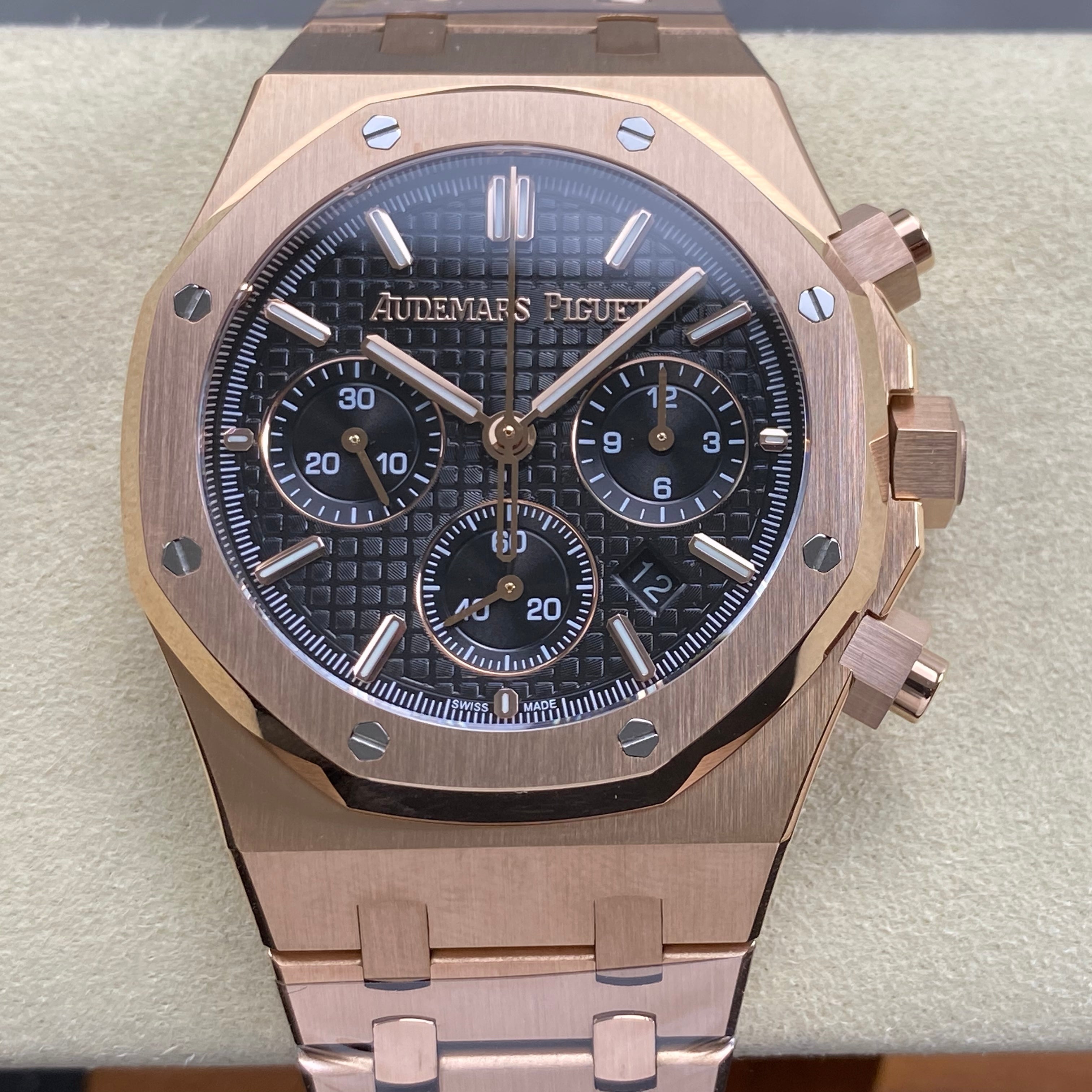 Audemars Piguet Royal Oak Chronograph Rose Gold Black Dial