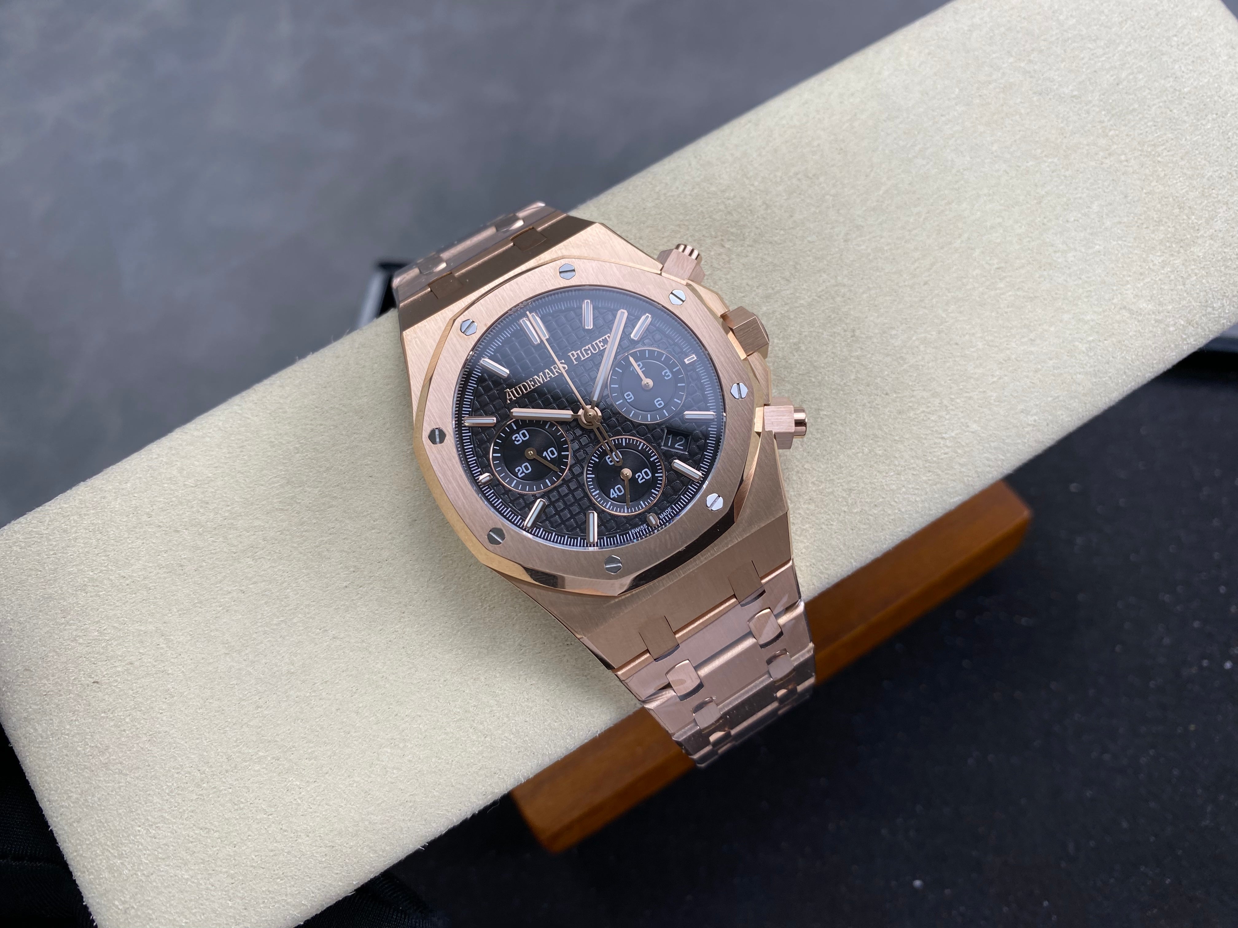 Audemars Piguet Royal Oak Chronograph Rose Gold Black Dial