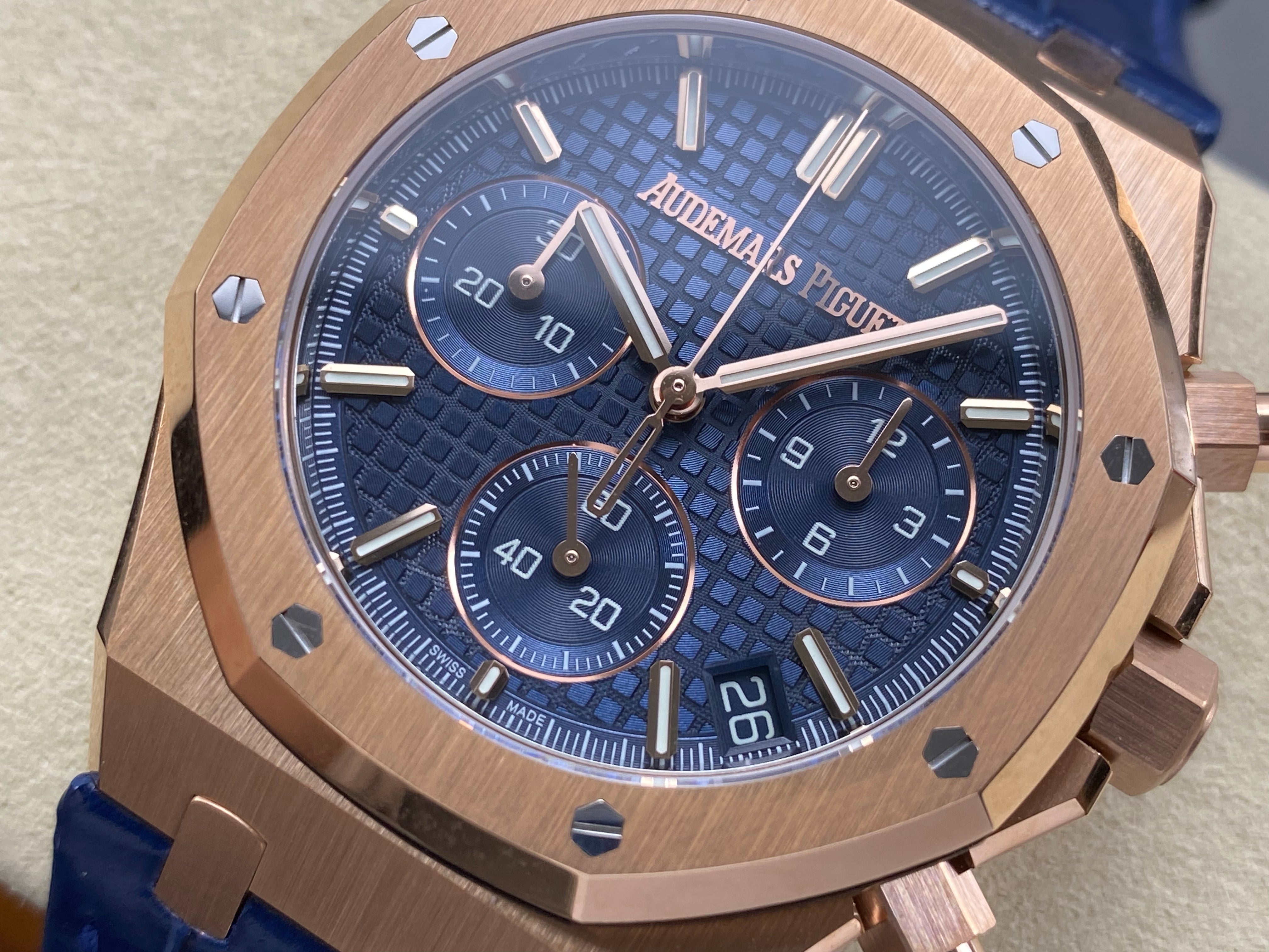 Audemars Piguet Royal Oak Chronograph 41mm Rose Gold Blue Dial