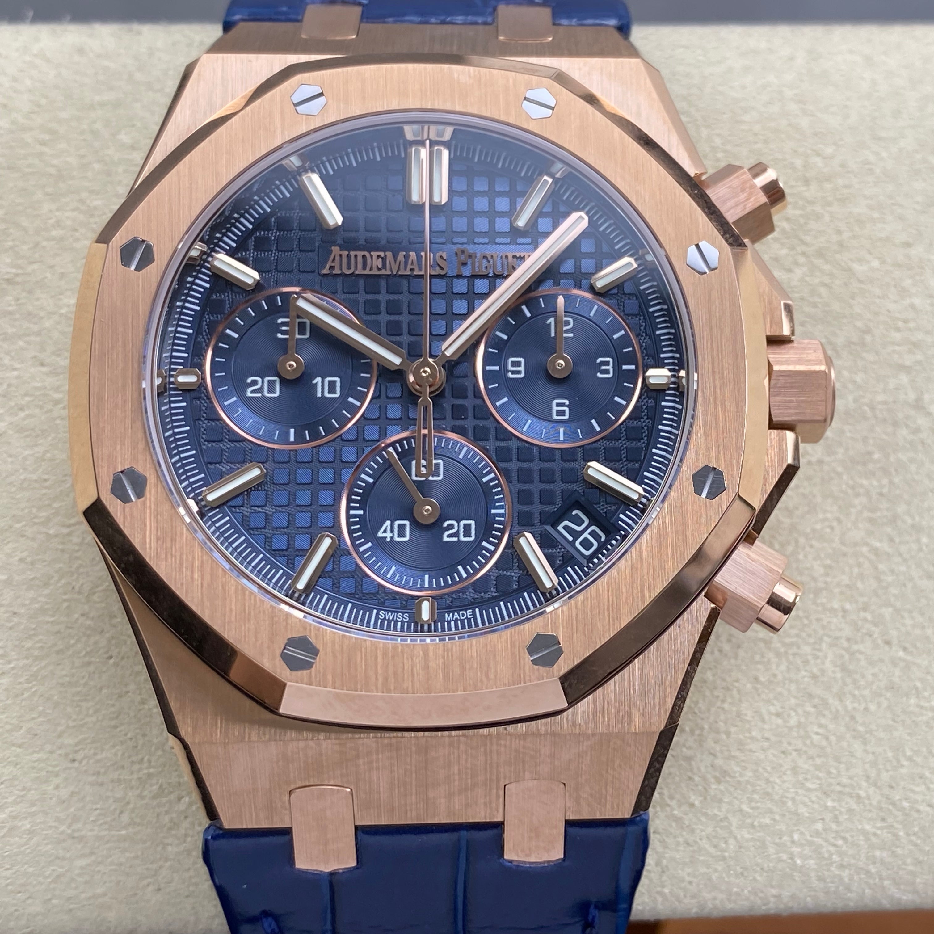 Audemars Piguet Royal Oak Chronograph 41mm Rose Gold Blue Dial