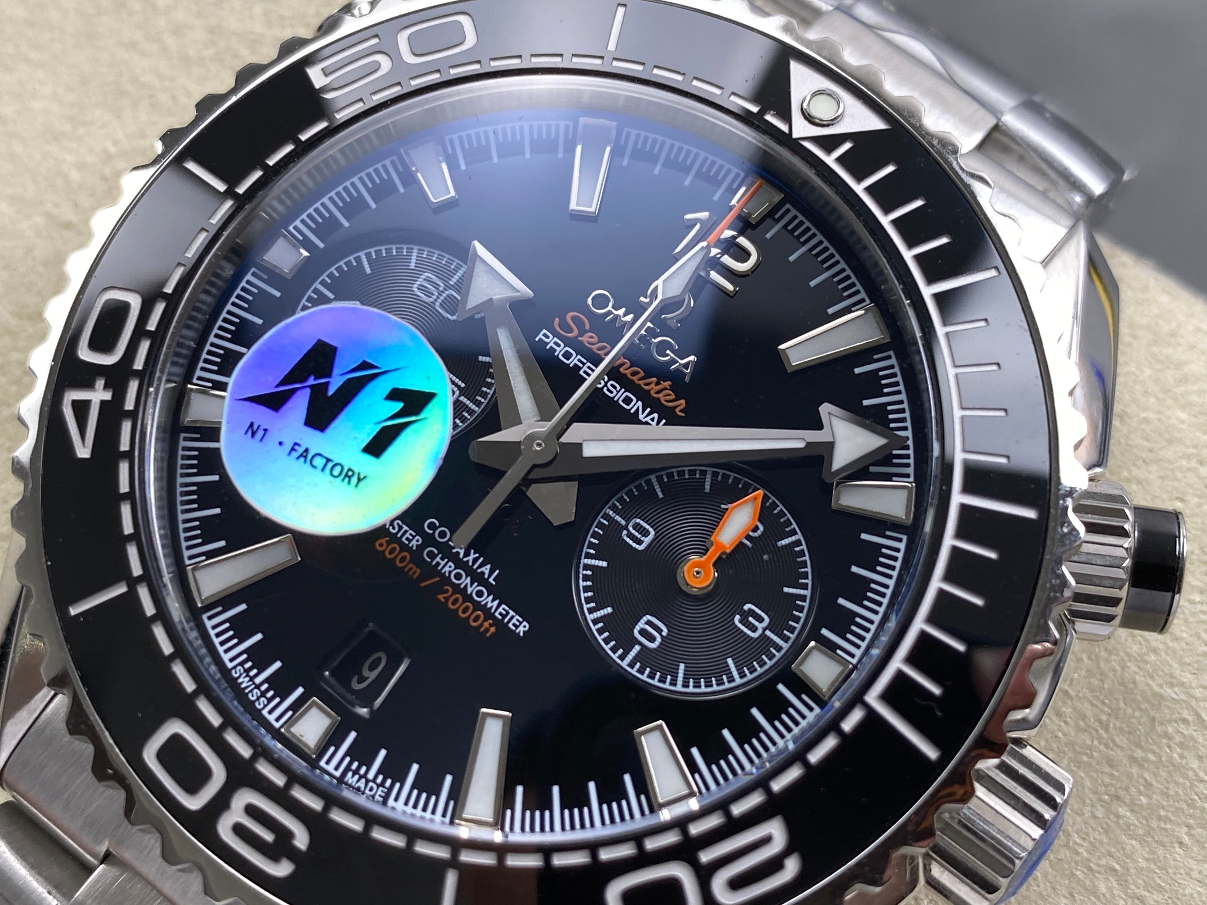 Omega Seamaster 46mm Black Dial Sliver Case Black Bezel Steel