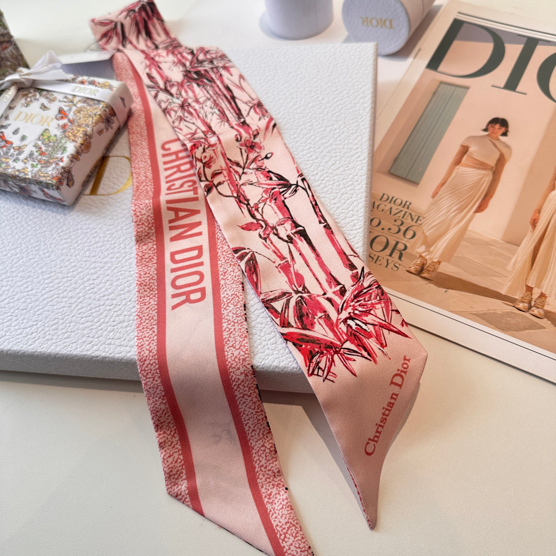 CD Twilly Mini Scarf 105cm Pink Mulberry Silk 924767