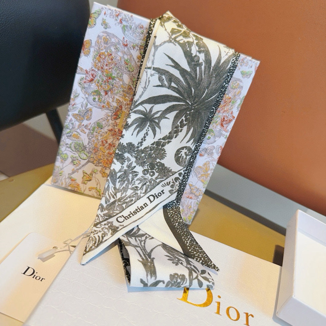 CD Twilly Mini Scarf 105cm Black Mulberry Silk 935274