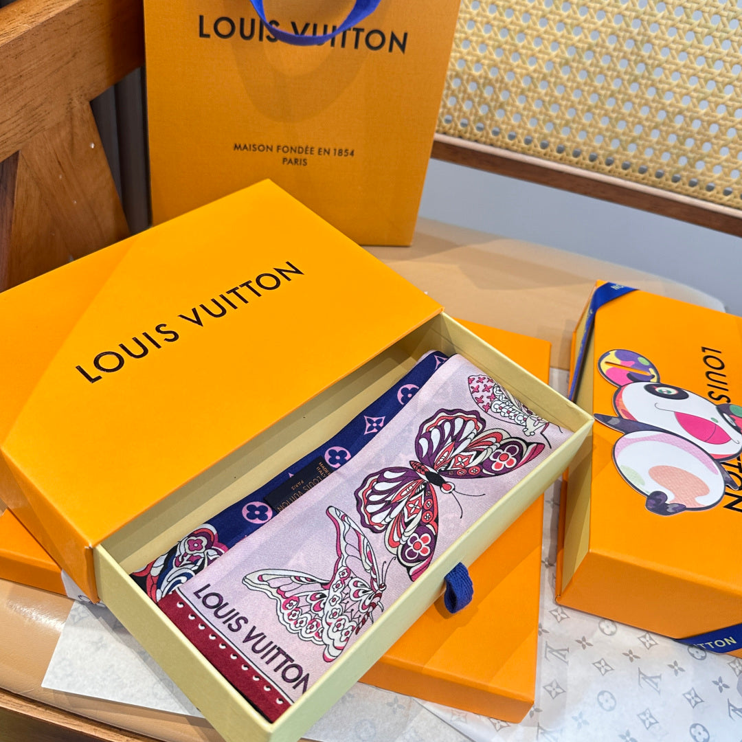 LV  Twilly Mini Scarf 86 Midnight Blue Silk Twill 967477