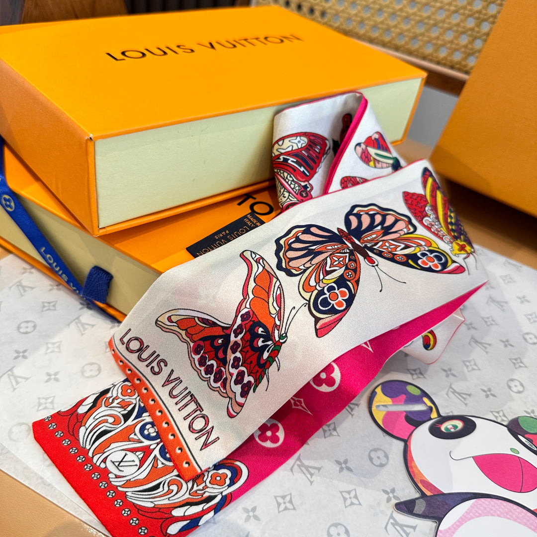 LV  Twilly Mini Scarf 86 Pink Silk Twill 967479