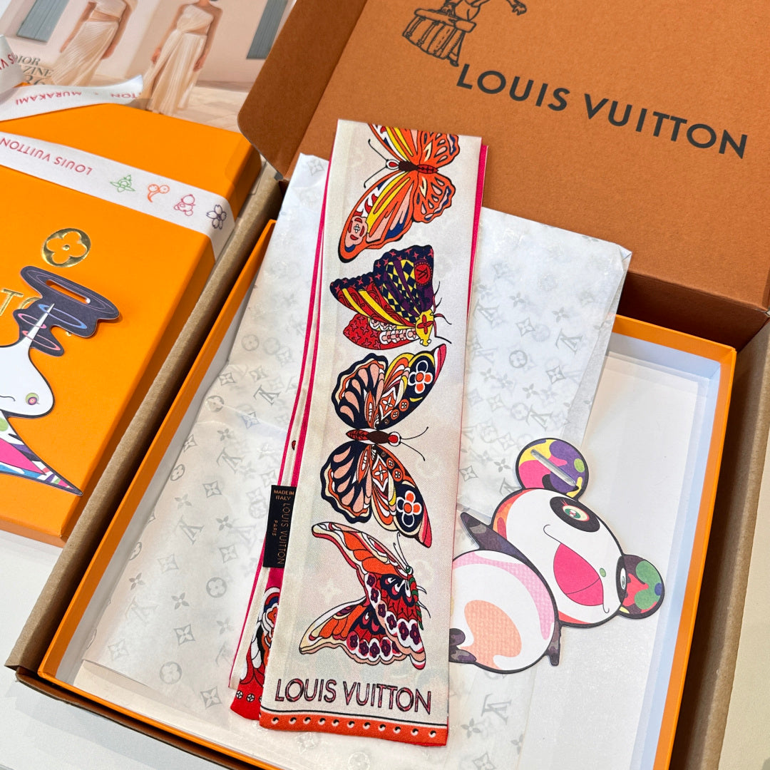 LV  Twilly Mini Scarf 86 Pink Silk Twill 967479