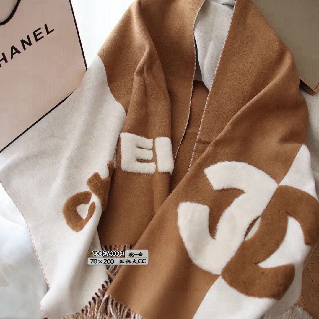 CC 25 Scarf 220cm White Brown Lambswool 968414