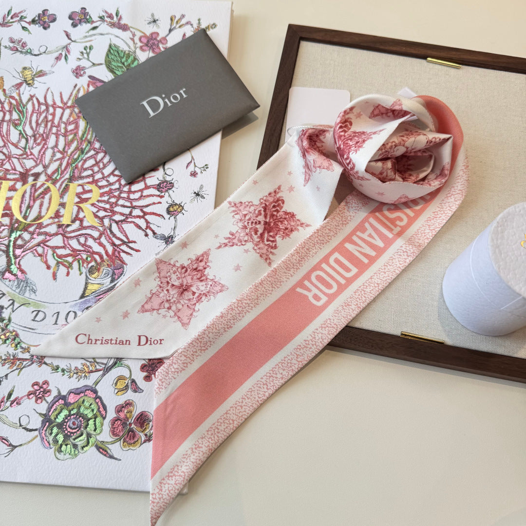 CD Twilly Mini Scarf 105cm  Pink Mulberry Silk 969065