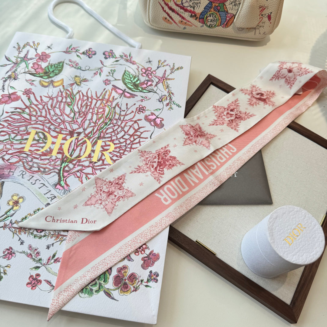 CD Twilly Mini Scarf 105cm  Pink Mulberry Silk 969065