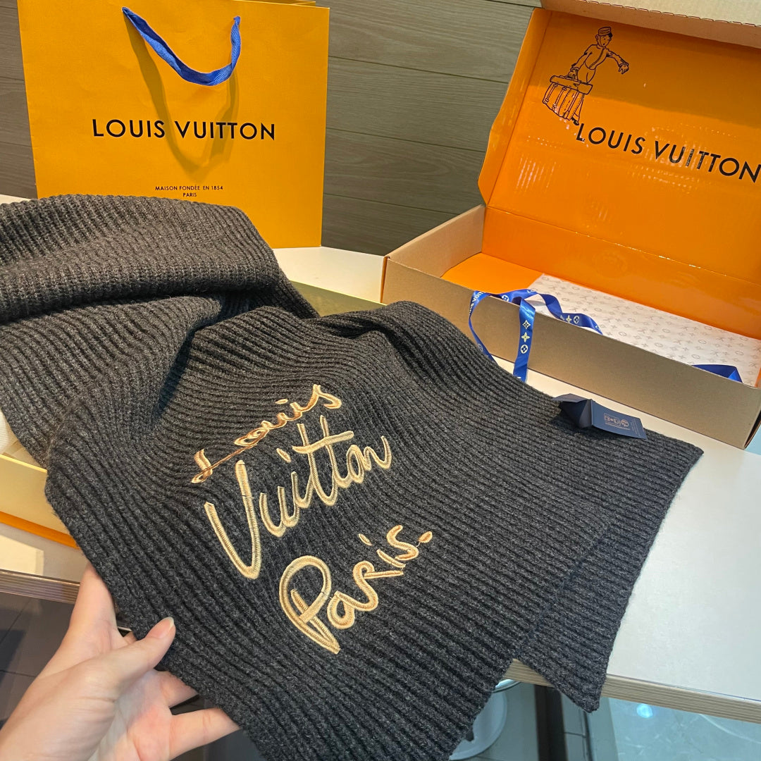 LV Exclusive Scarf 180cm Black Wool 978801