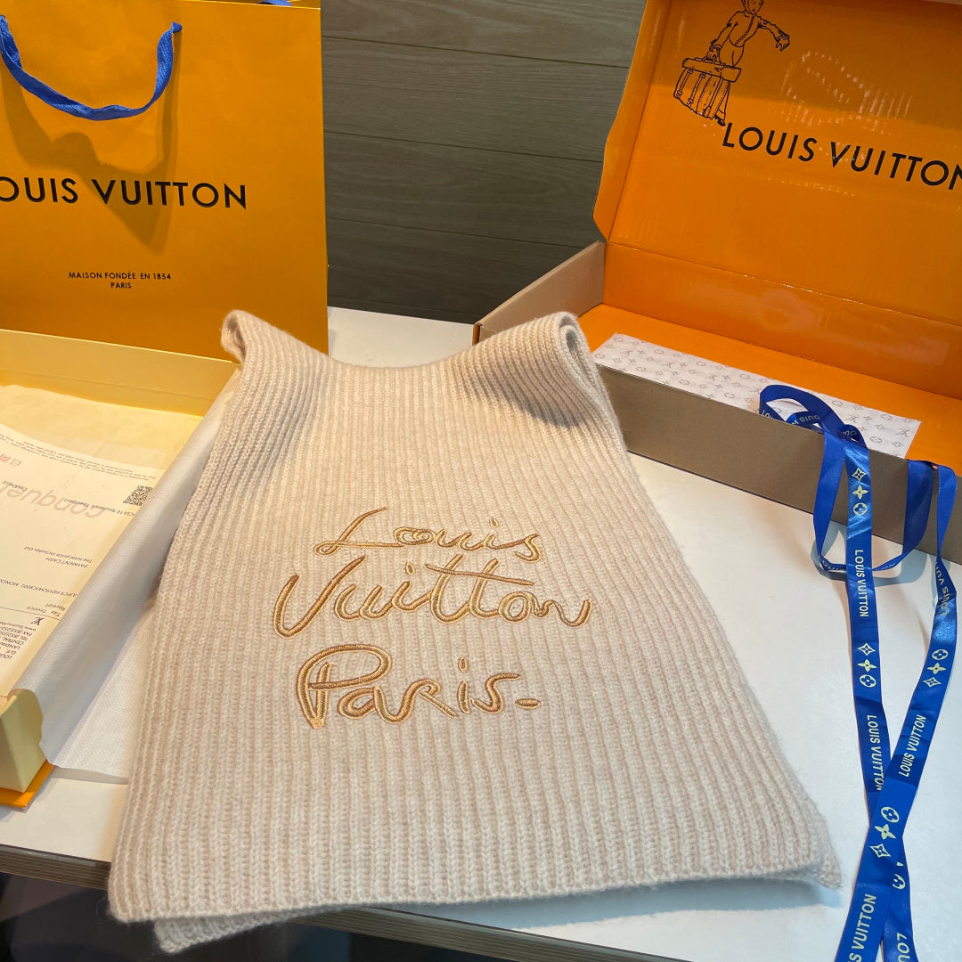 LV Exclusive Scarf 180cm Light Beige Wool 978803