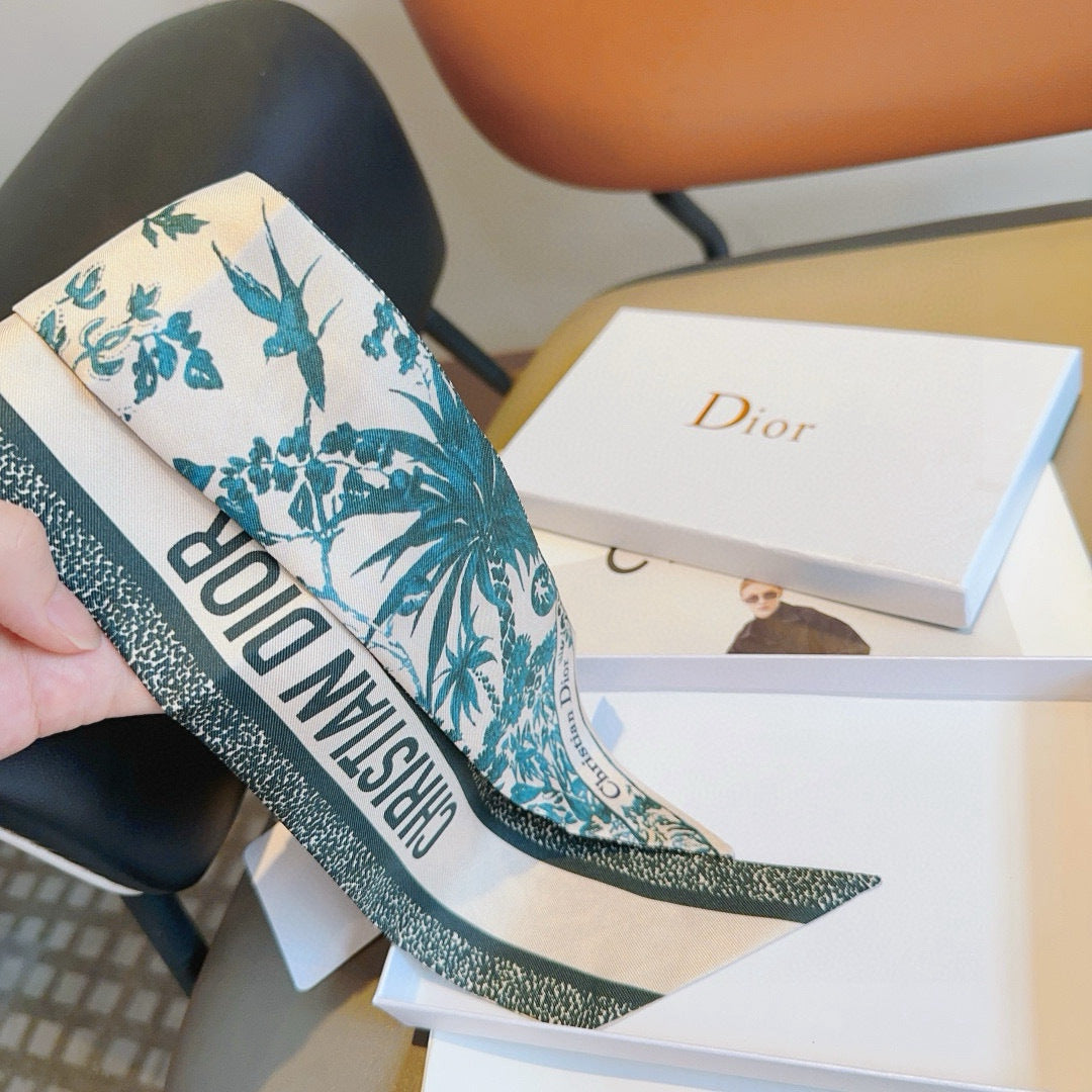 CD Twilly Mini Scarf 105cm Green Mulberry Silk 935273