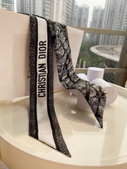 CD Twilly Mini Scarf 105cm Black Mulberry Silk 976496
