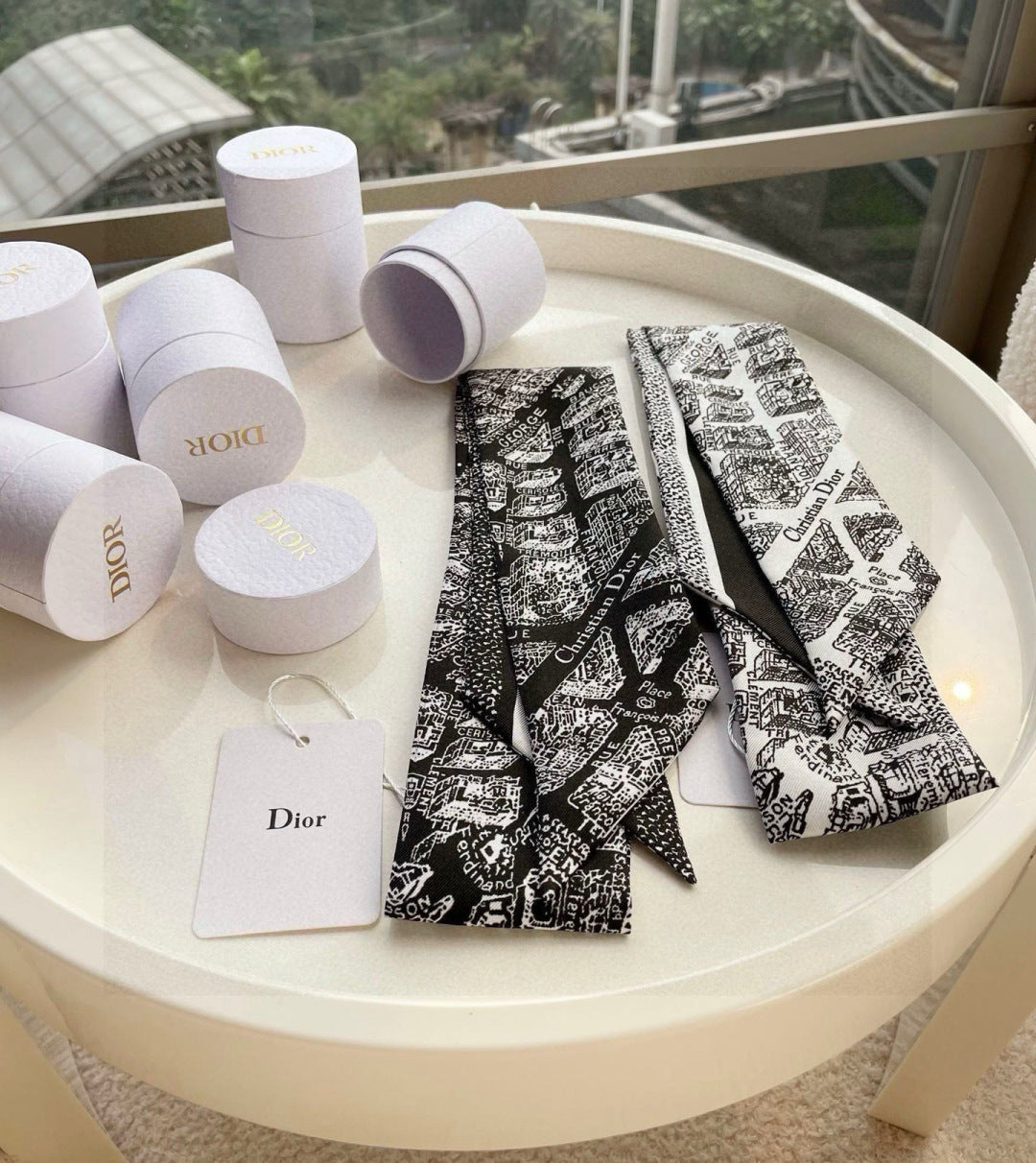 CD Twilly Mini Scarf 105cm Black Mulberry Silk 976496