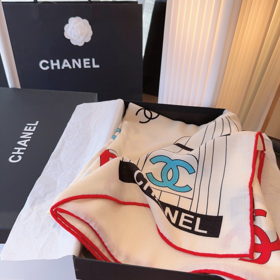 CC 25s Scarf 140cm White Multicolor Cashmere 973461