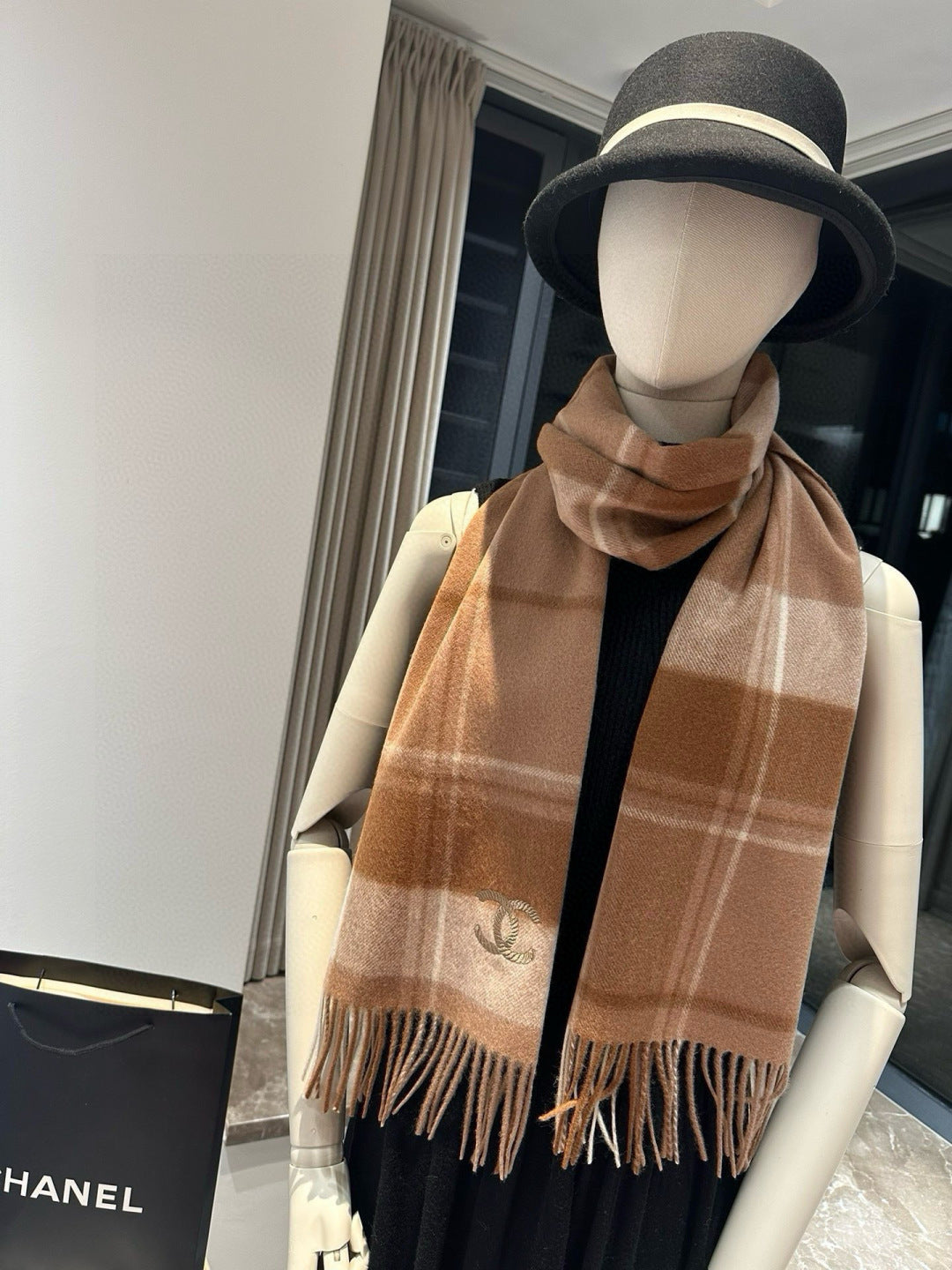 CC 25s Scarf 180cm Brown Cashmere 973462