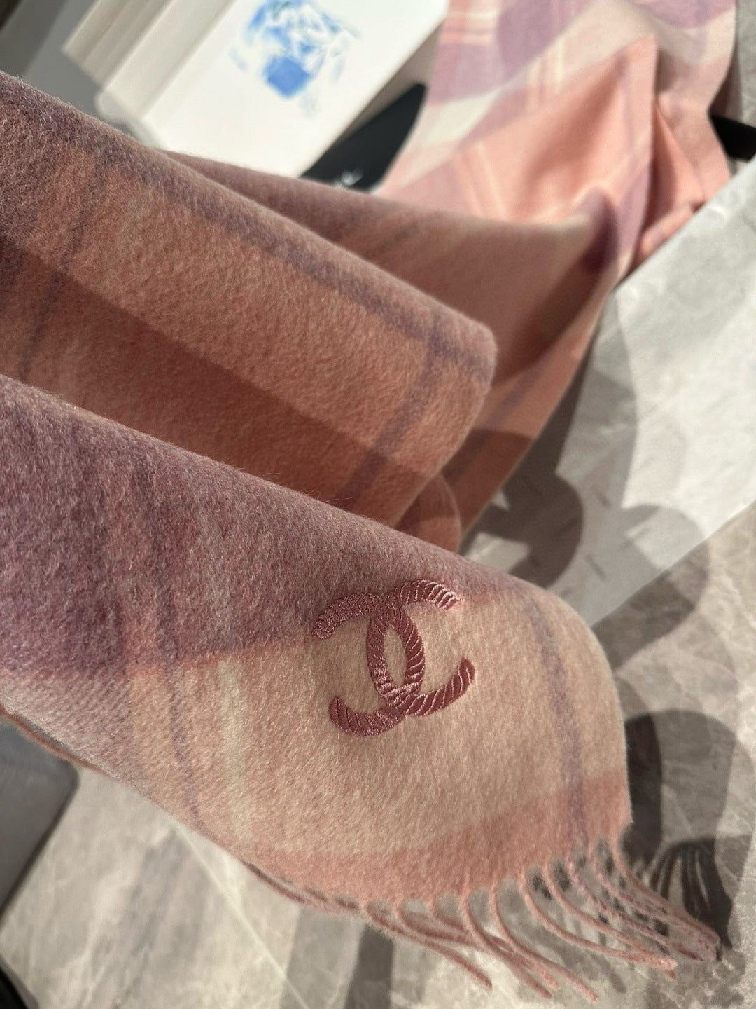 CC 25s Scarf 180cm Pink Cashmere 973463