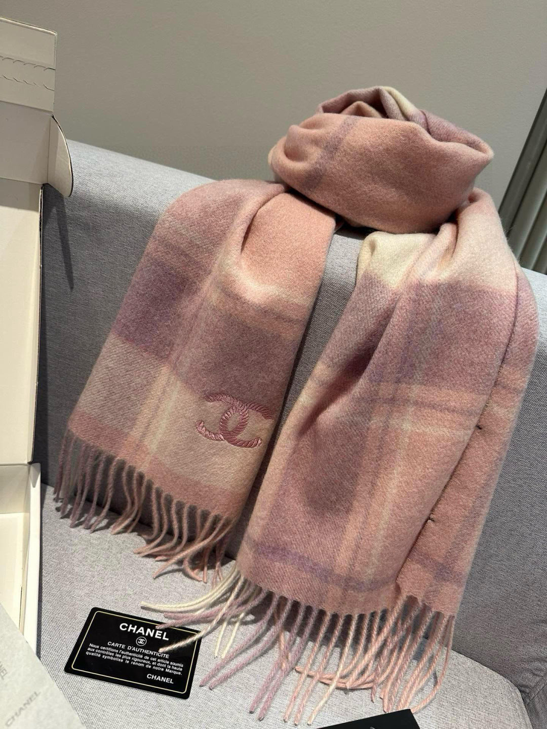 CC 25s Scarf 180cm Pink Cashmere 973463